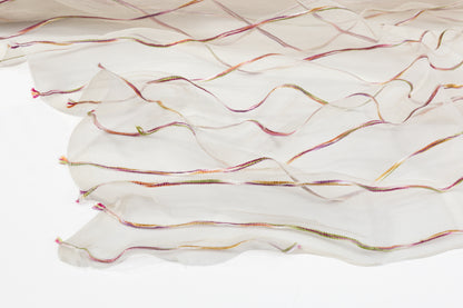 Embroidered Italian Silk Mesh - Light Beige / Multicolor