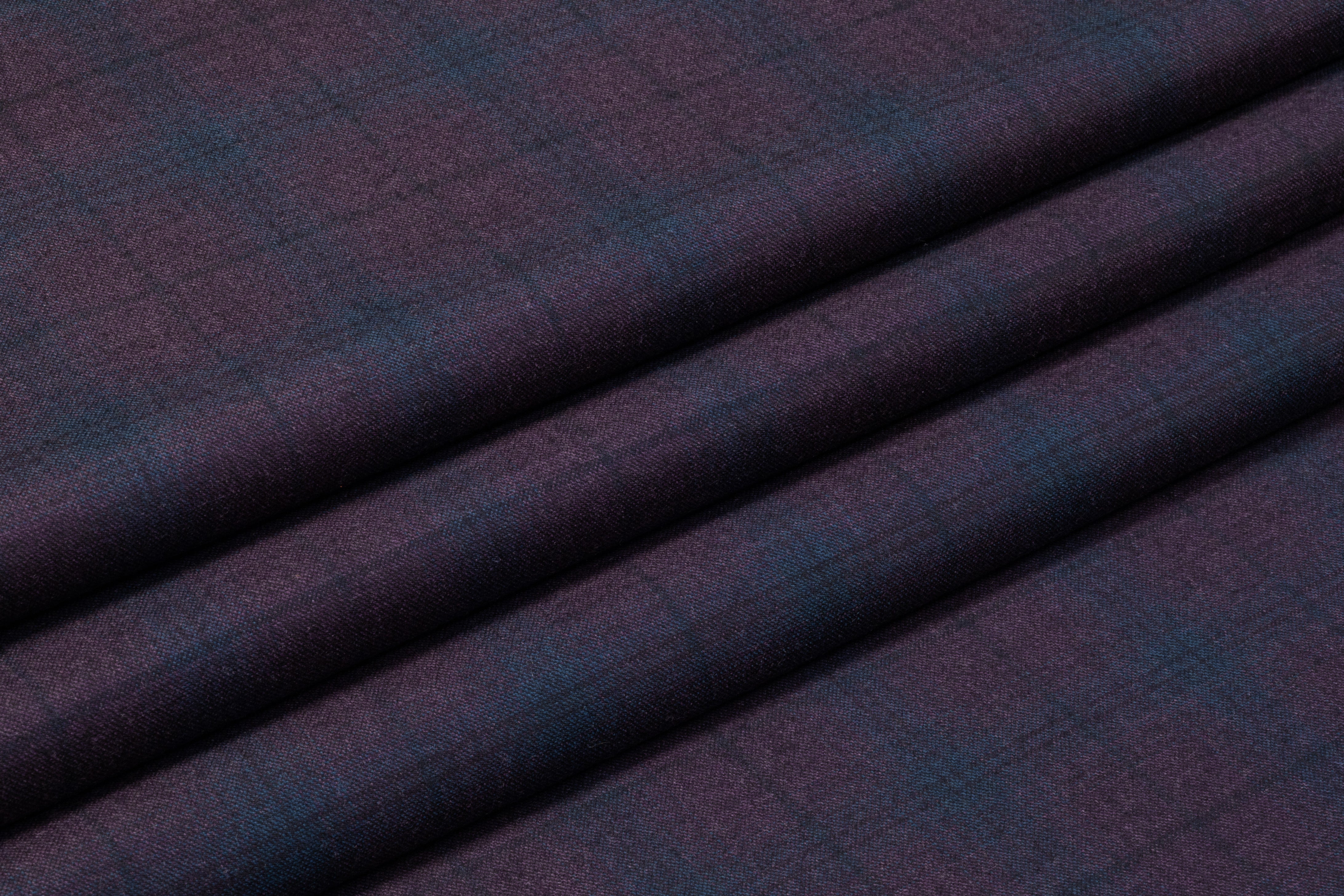 Superfine Italian Wool Cashmere Suiting - Aubergine / Teal