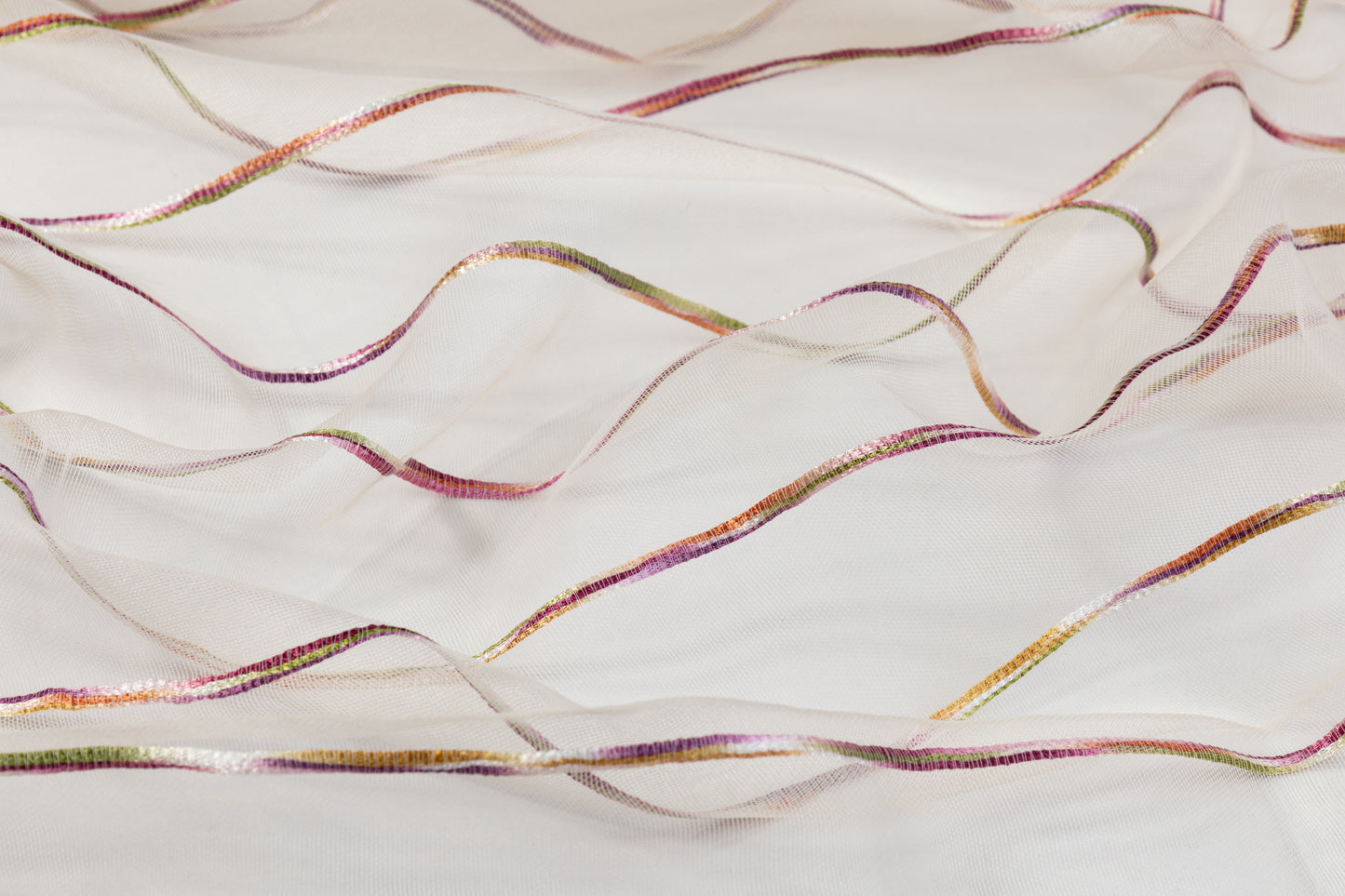 Embroidered Italian Silk Mesh - Light Beige / Multicolor