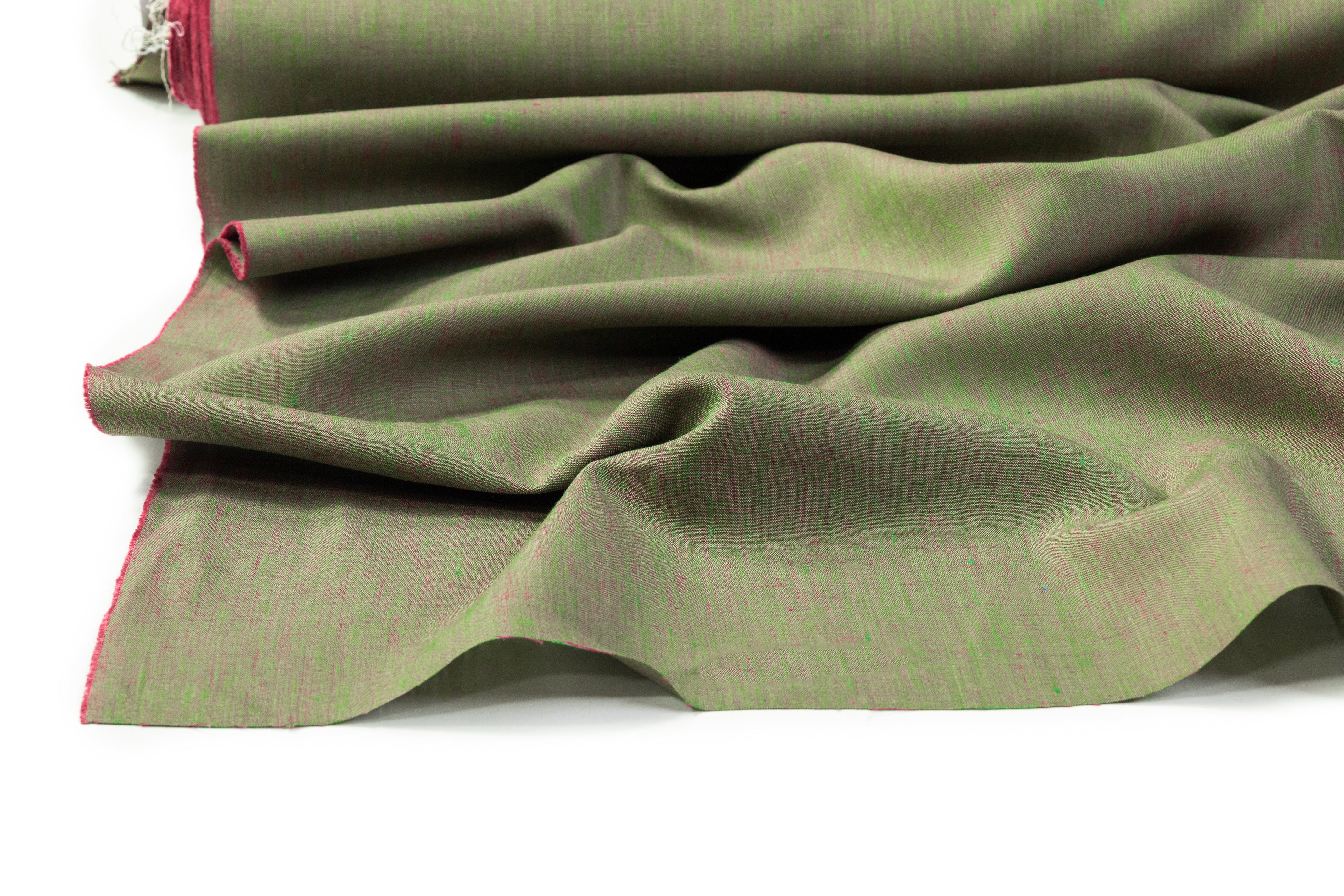Two Tone Italian Linen - Olive / Rose