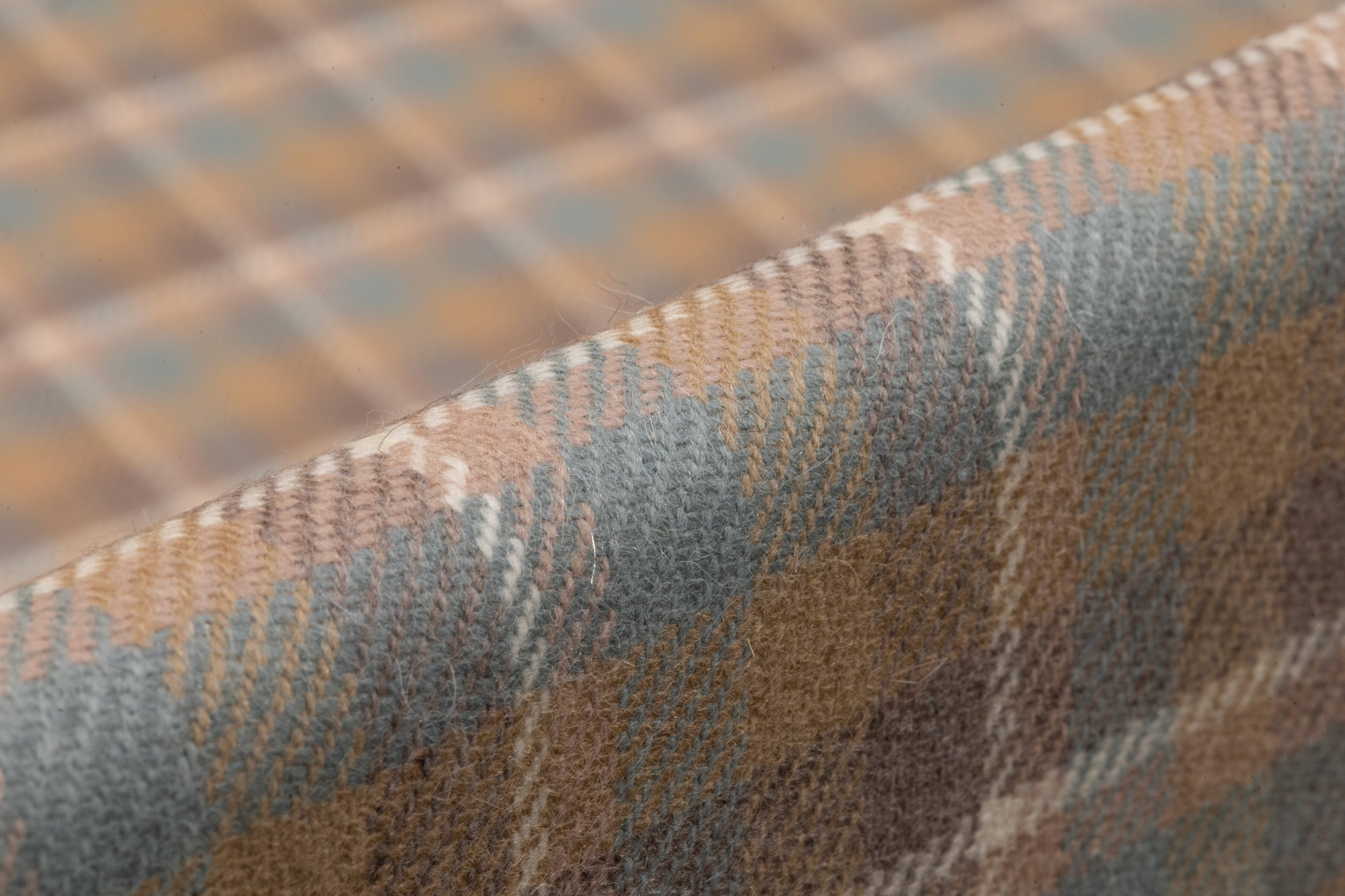 Checked Italian Wool Suiting - Beige / Taupe / Blue