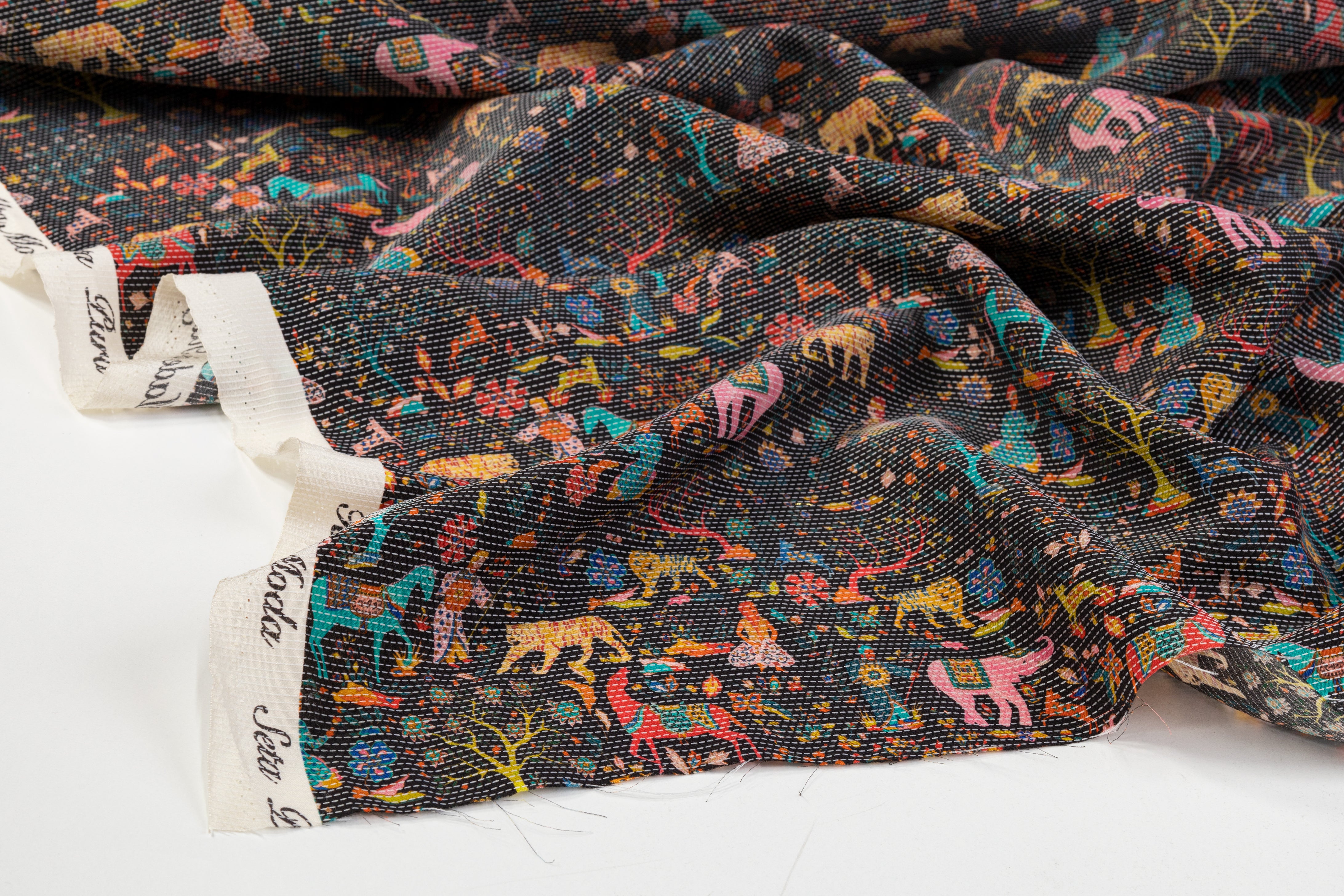 Embroidered and Printed Italian Silk - Multicolor