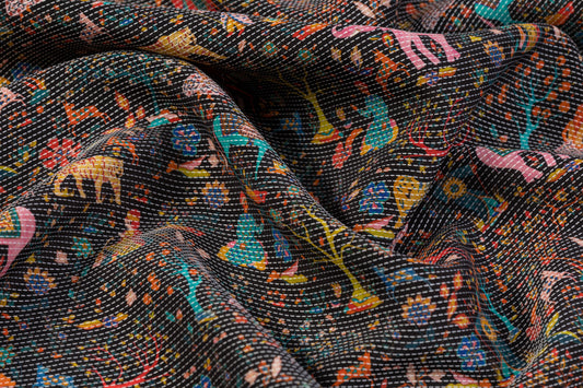 Embroidered and Printed Italian Silk - Multicolor