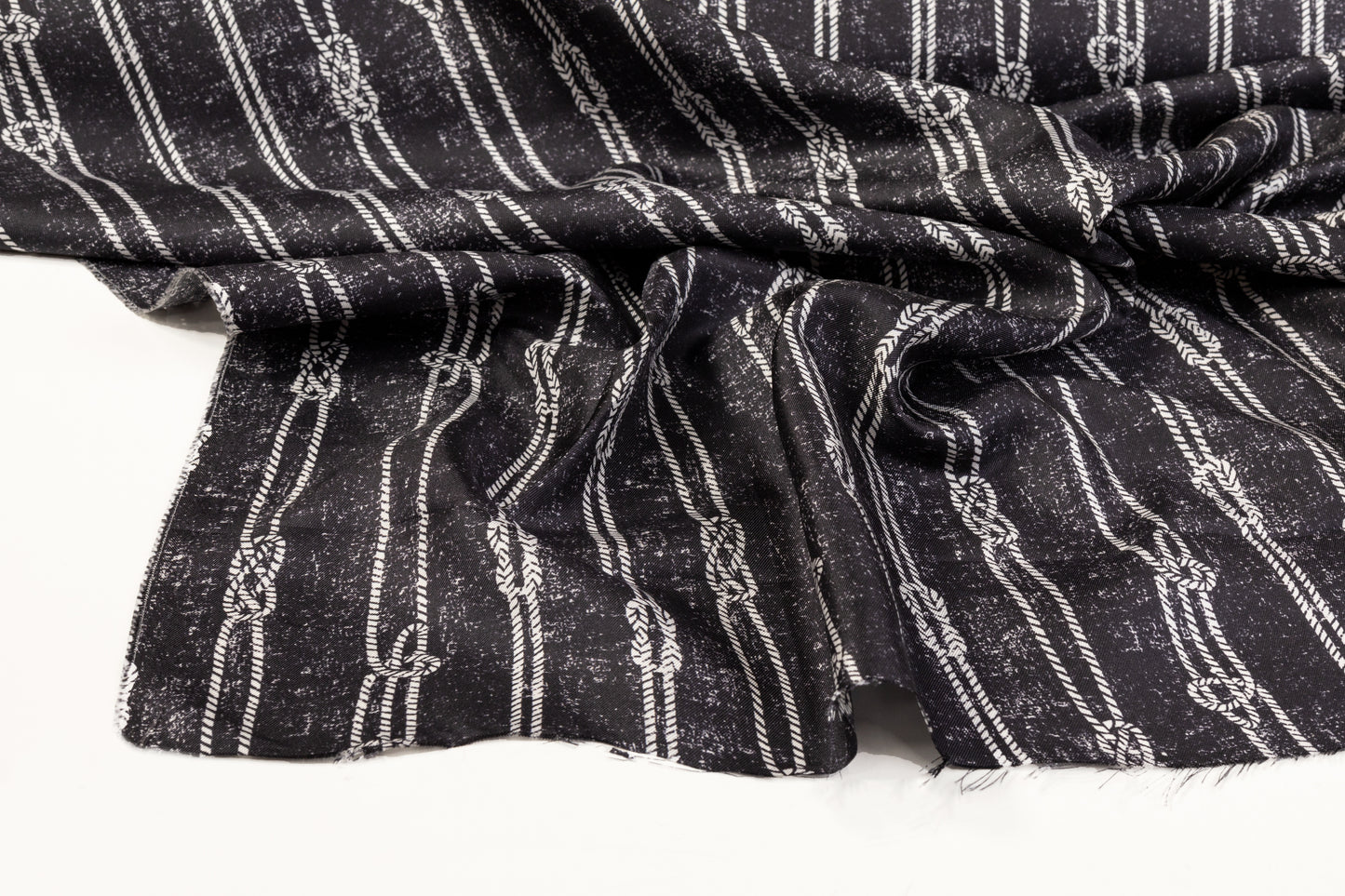 Rope Print Italian Silk Twill - Gray / White