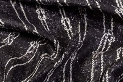 Rope Print Italian Silk Twill - Gray / White