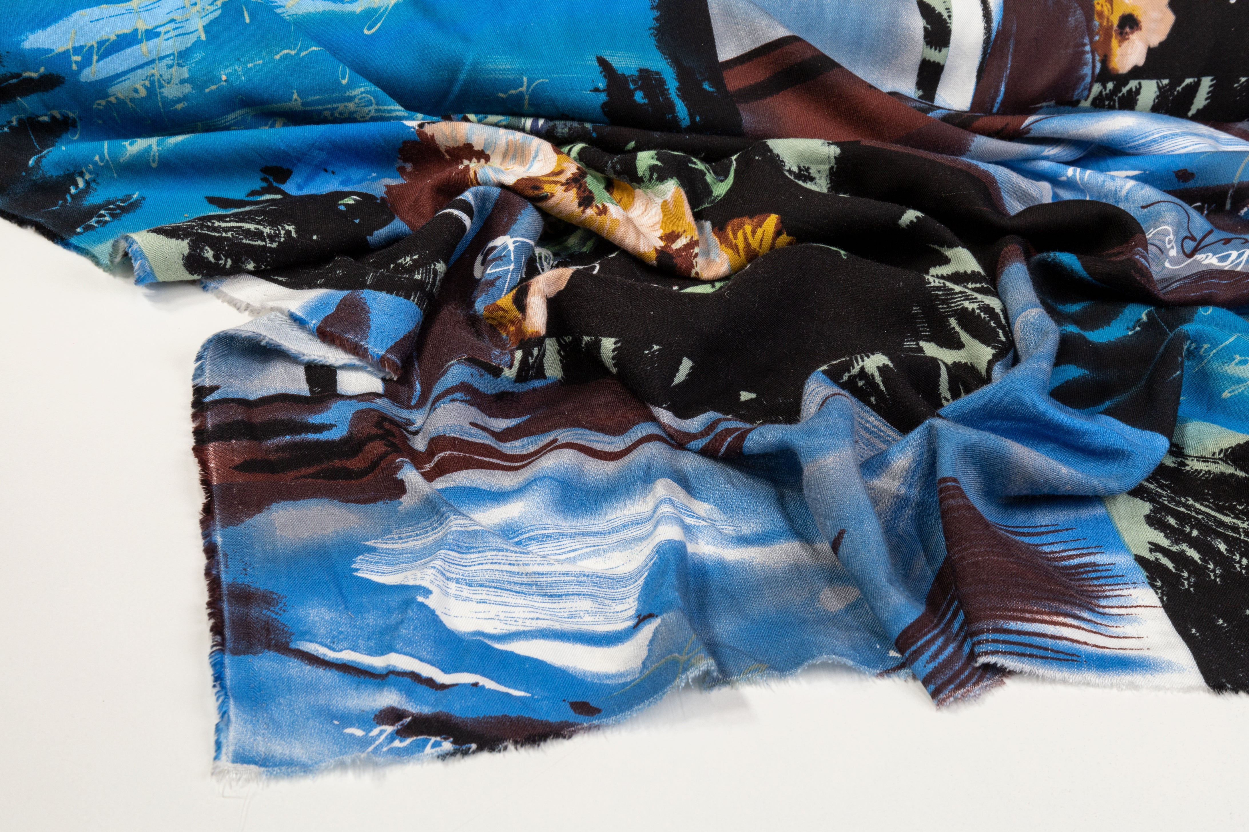 Abstract Italian Viscose Challis - Multicolor