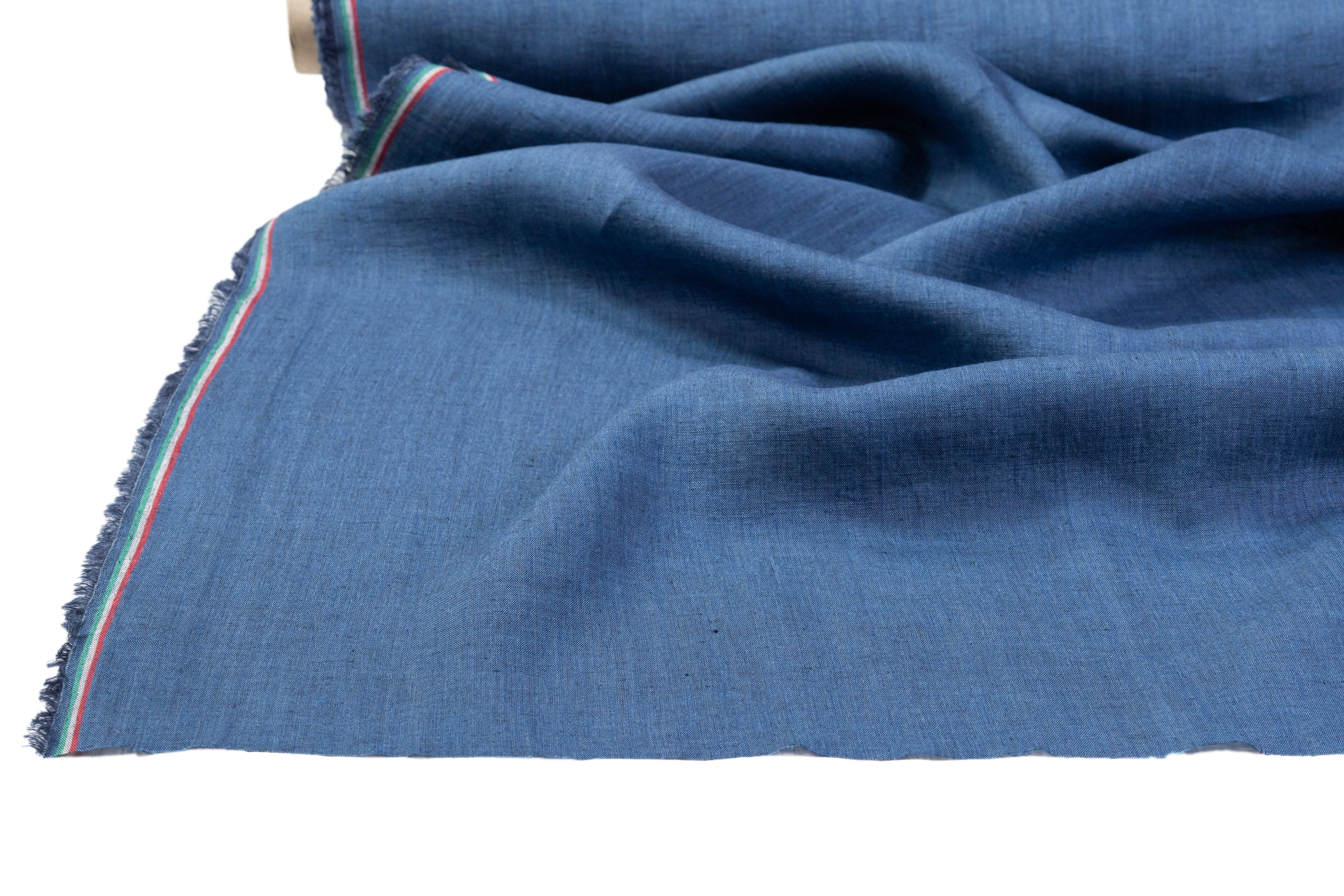 Two Tone Italian Linen - Blue