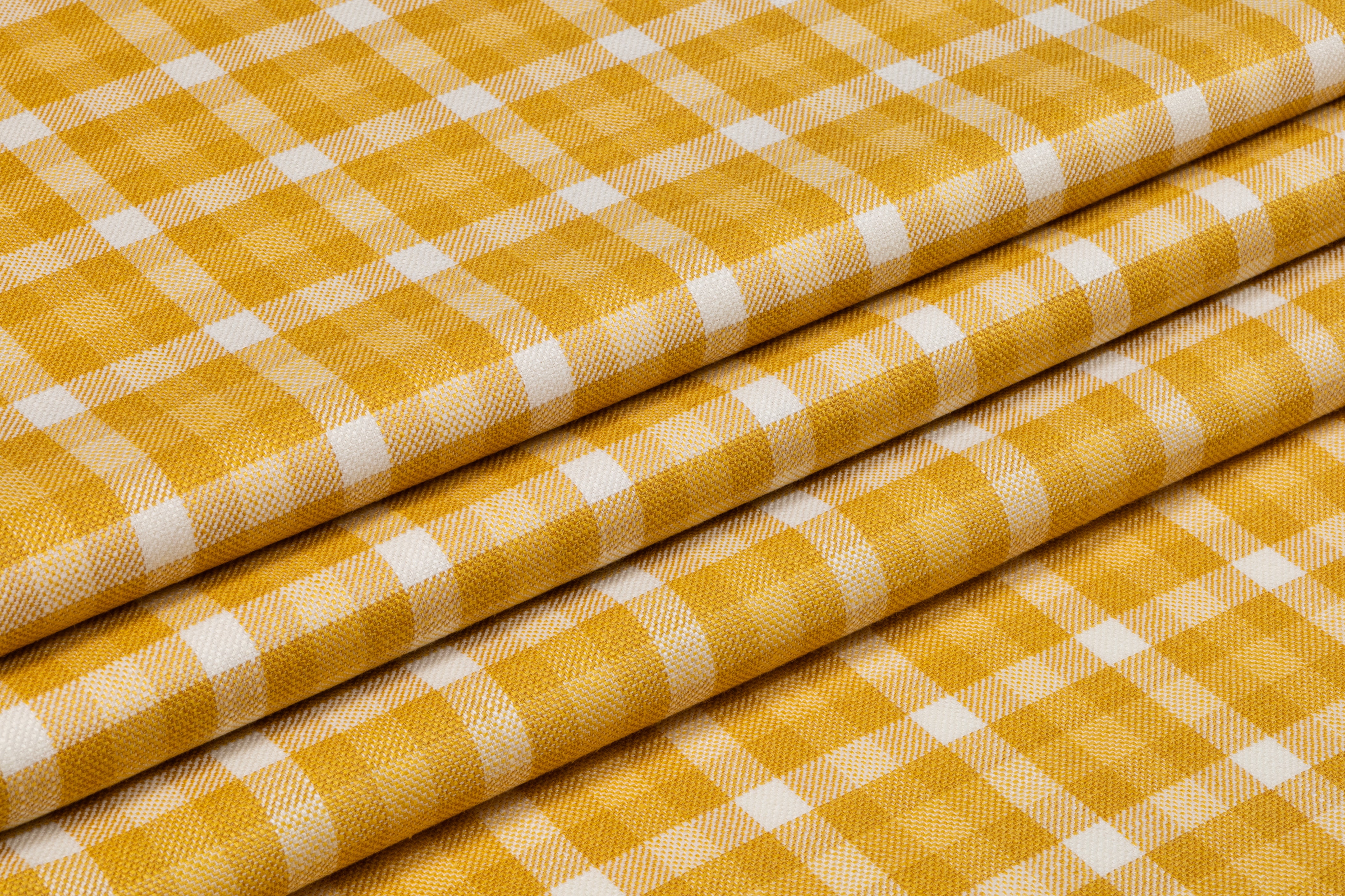 Checked Italian Wool Linen Suiting - Yellow
