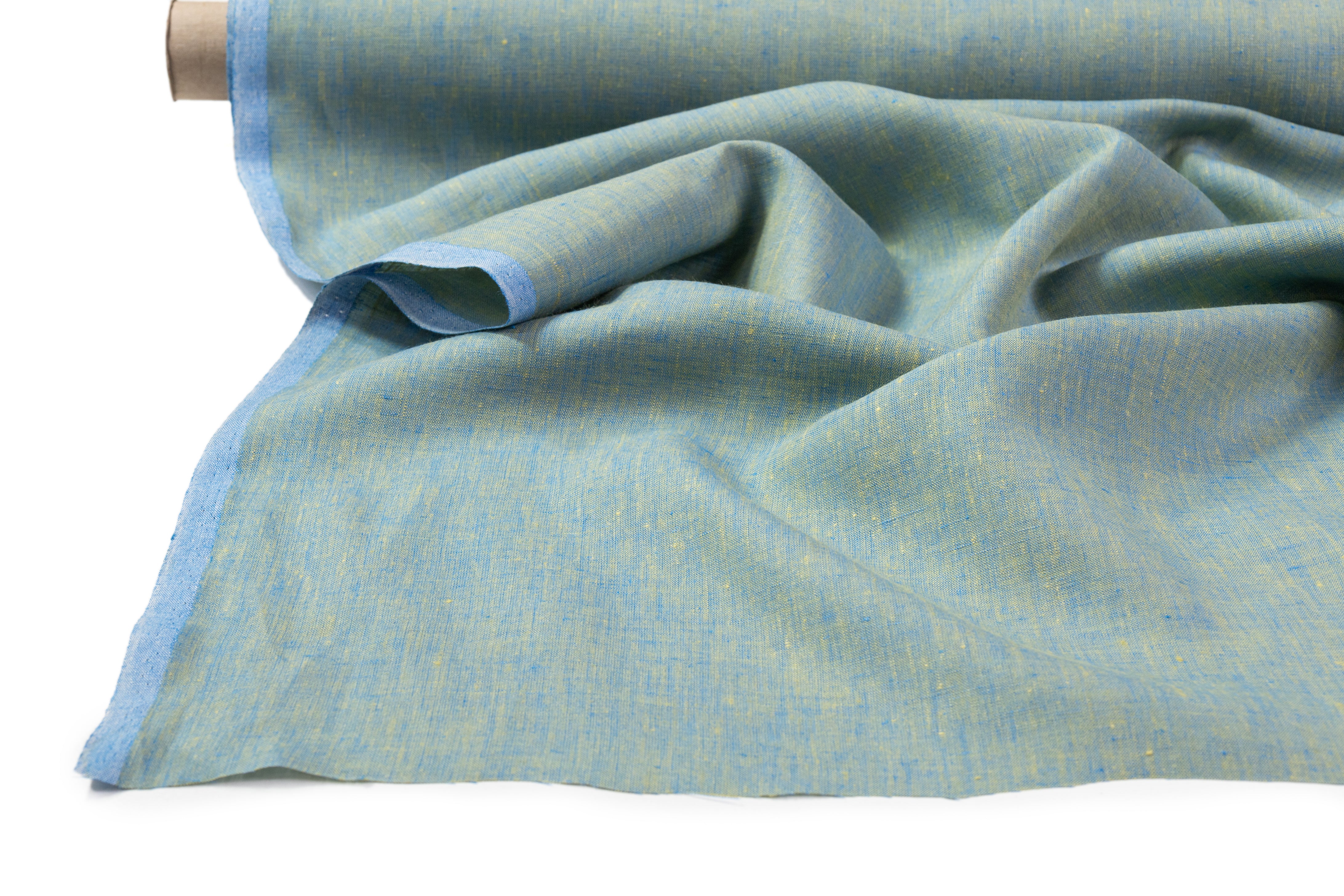 Two Tone Italian Linen - Chartreuse / Blue