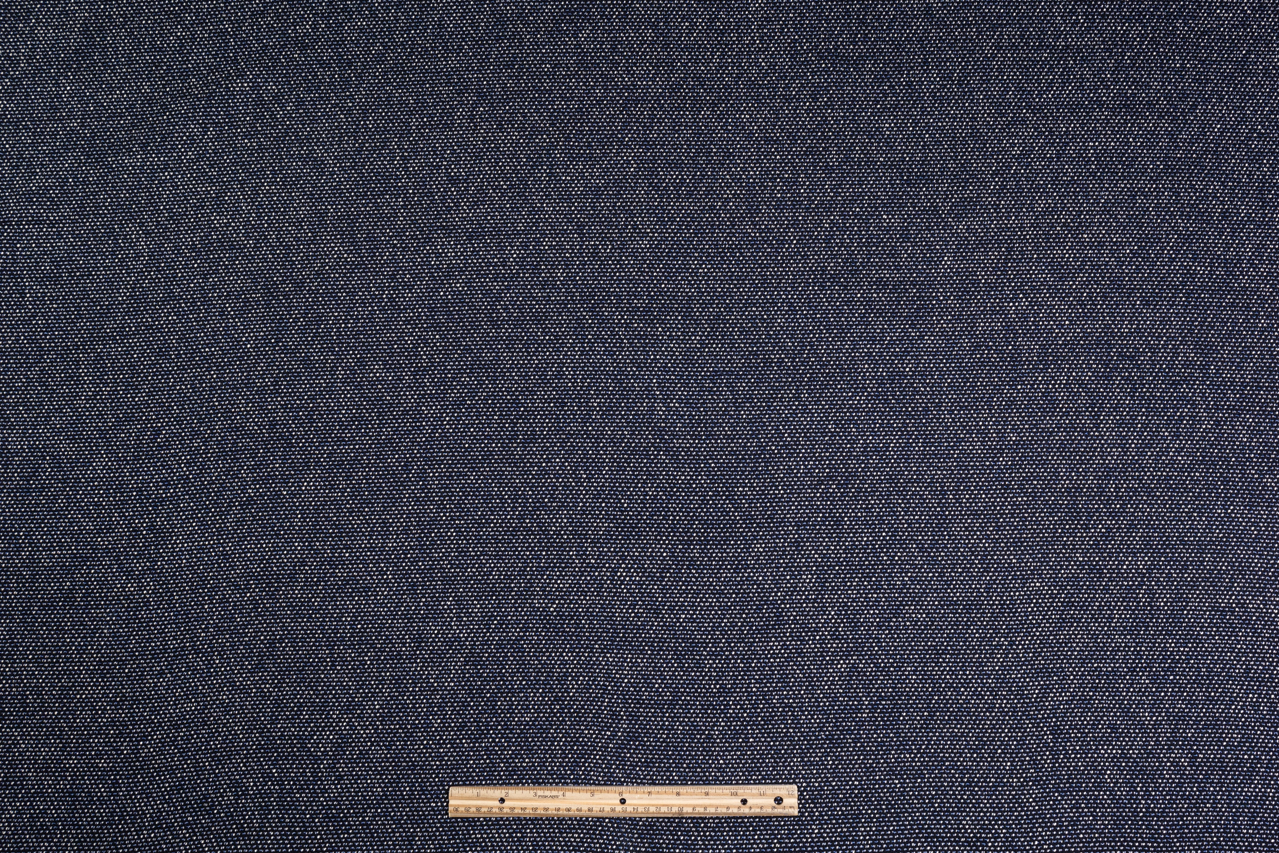 Cotton Wool Blend Tweed - Blue / Black / White
