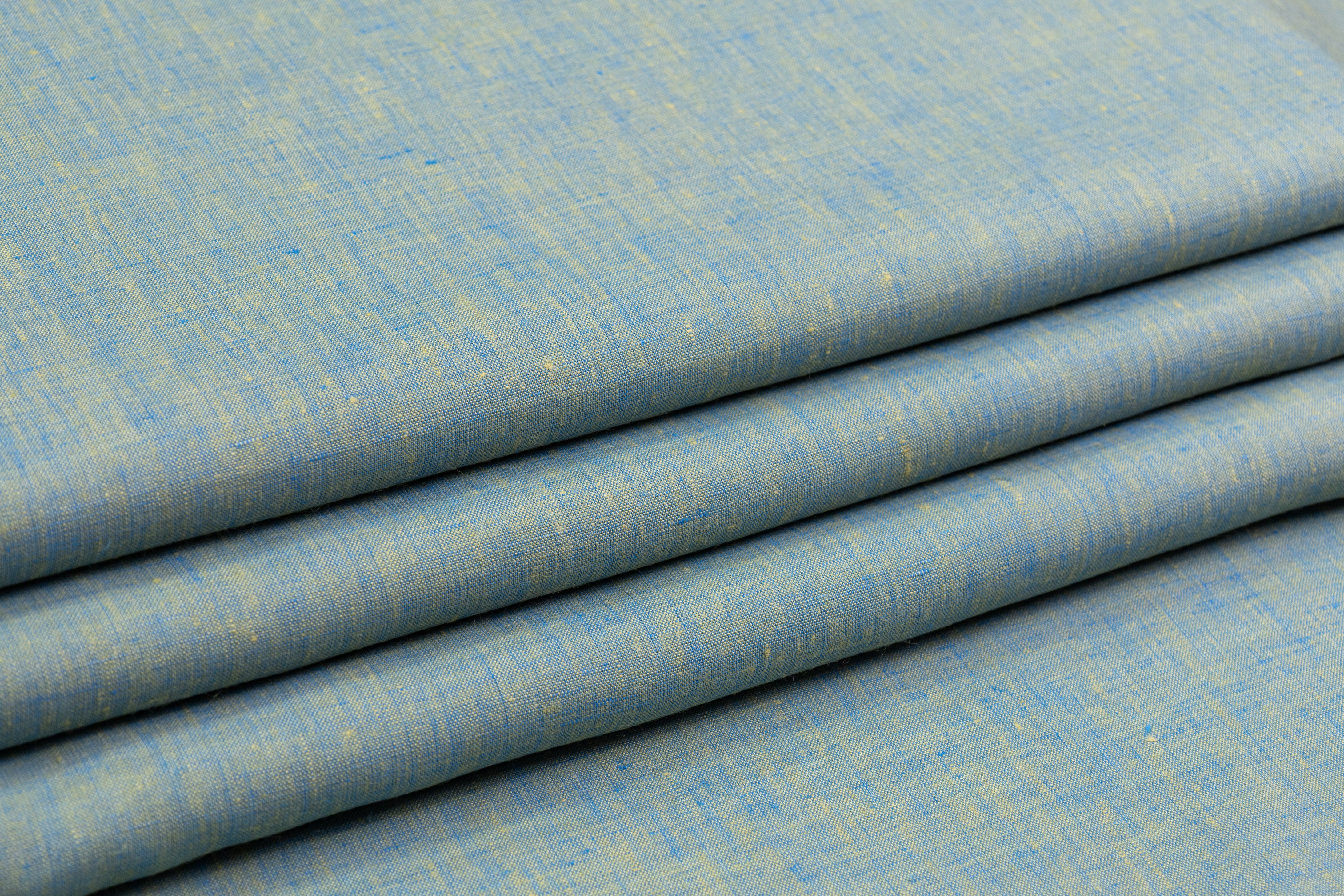 Two Tone Italian Linen - Chartreuse / Blue