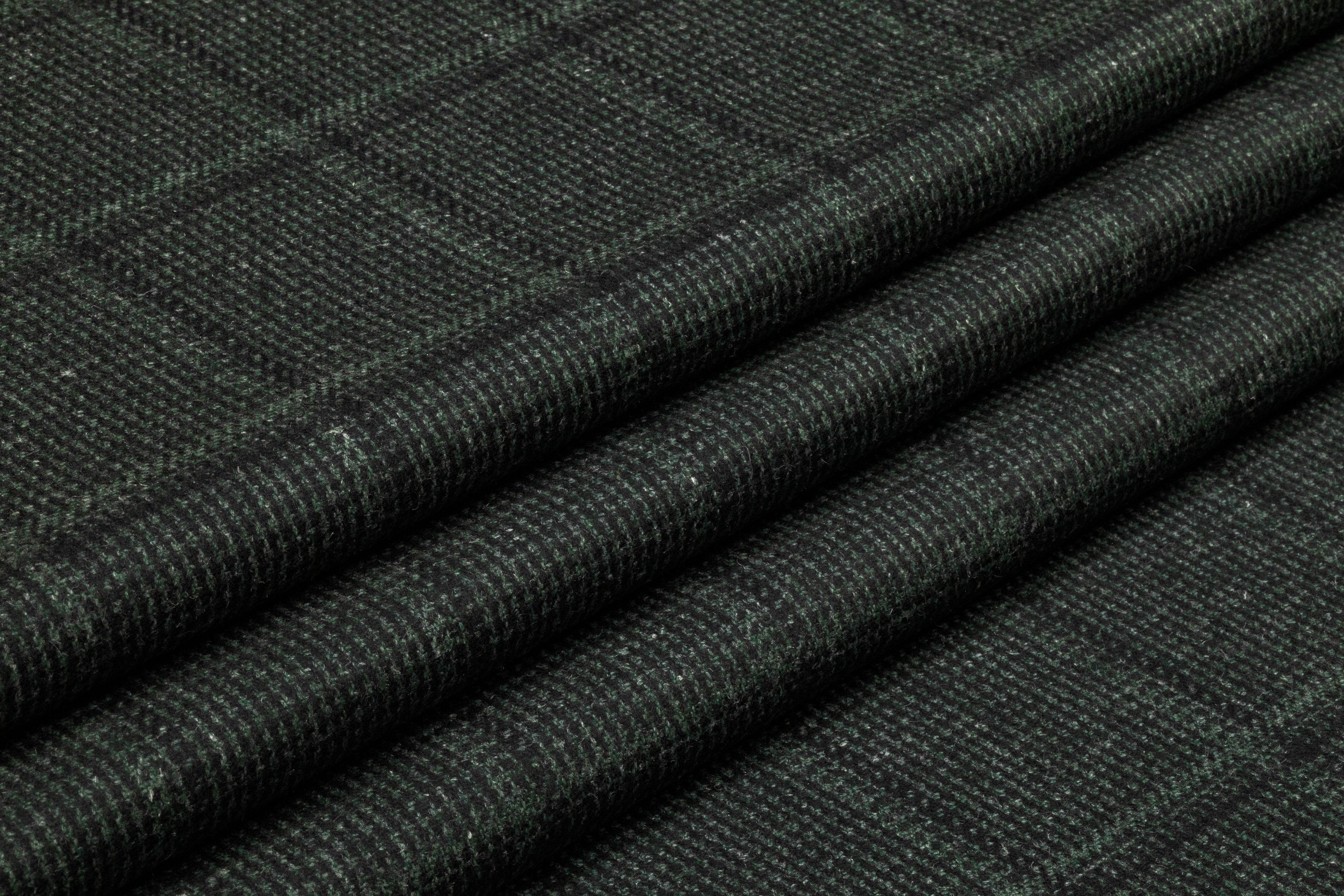 Checked Italian Wool Flannel Suiting - Green