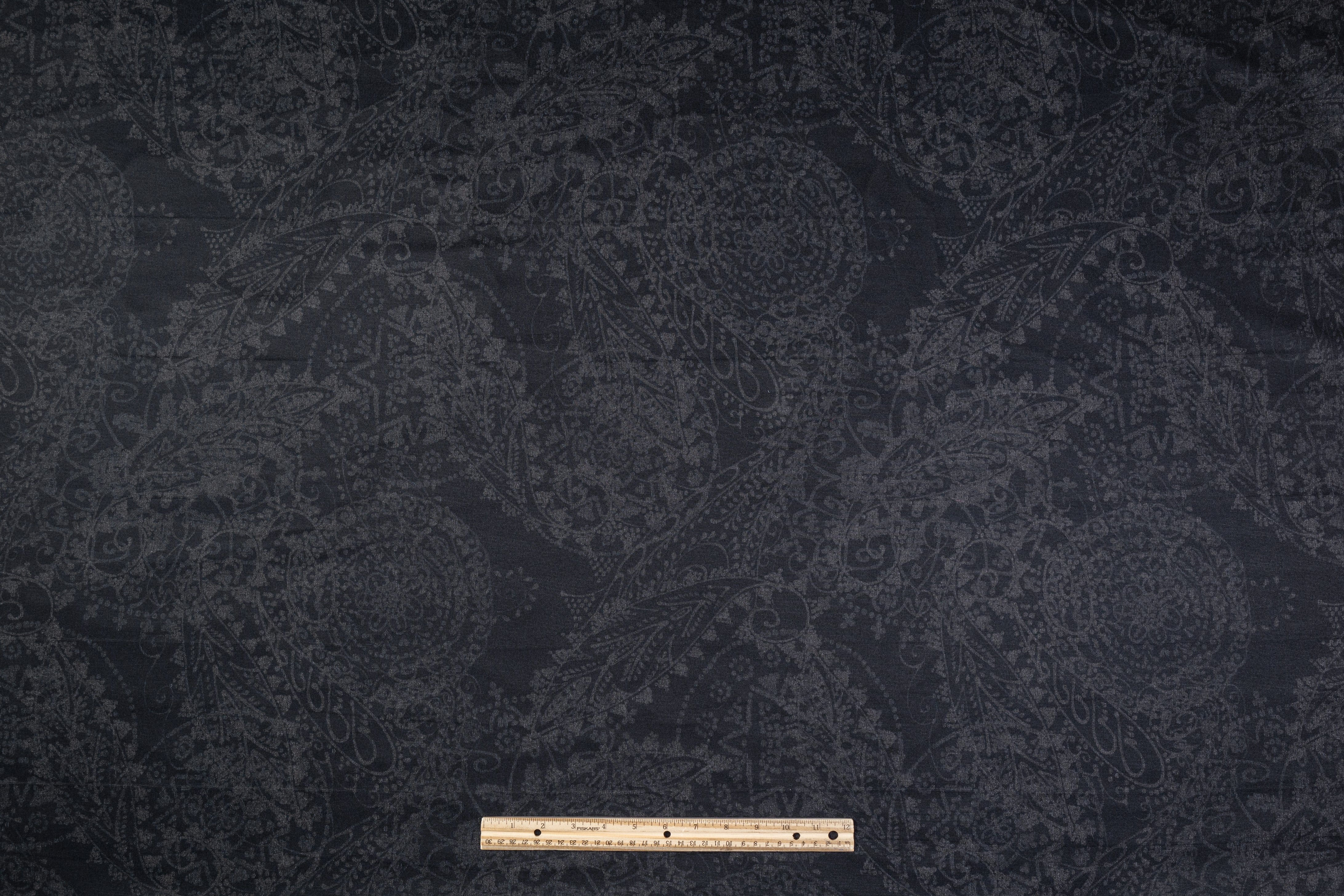 Paisley Stretch Faille - Dark Navy