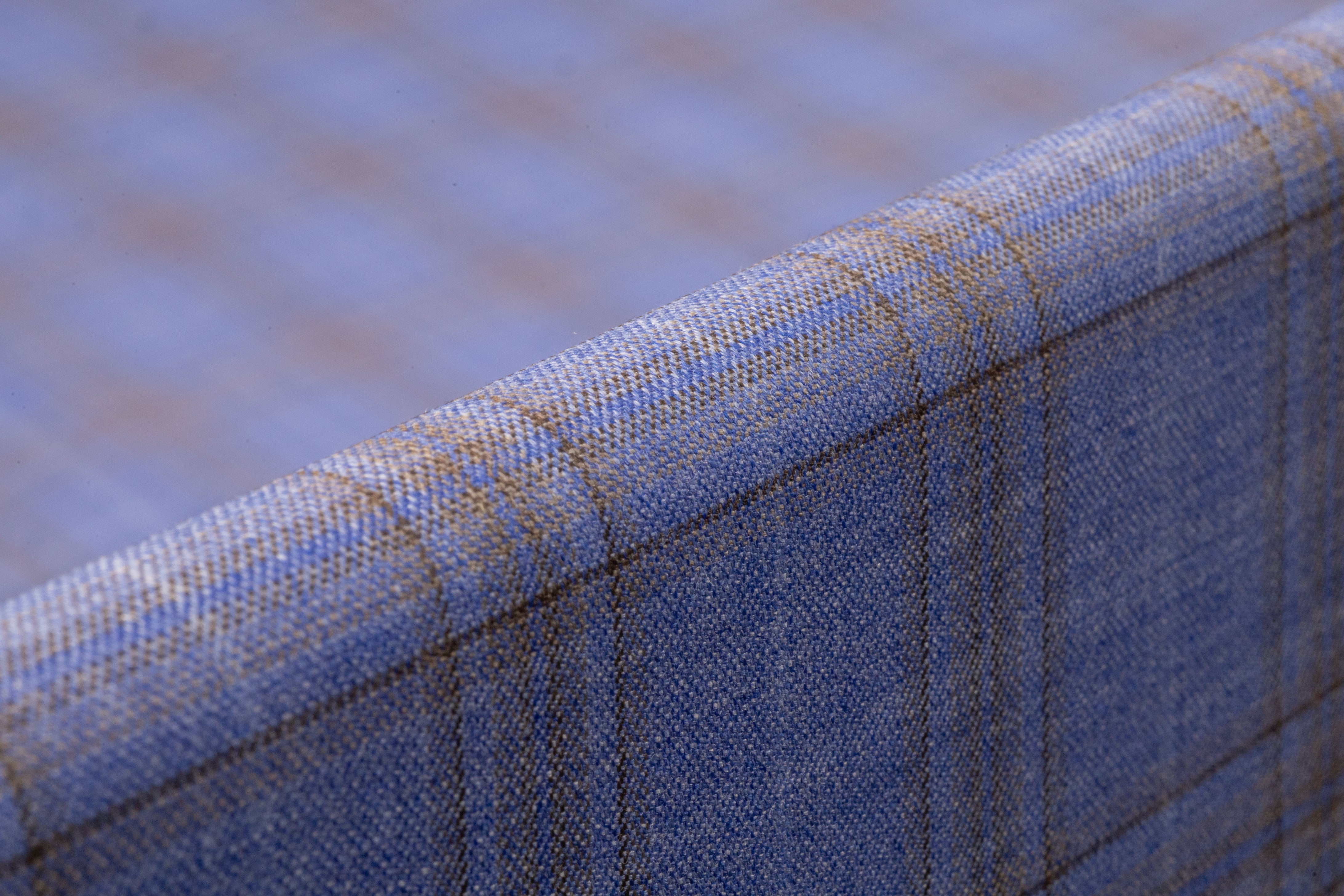 Superfine Italian Wool Suiting - Cornflower Blue / Tan