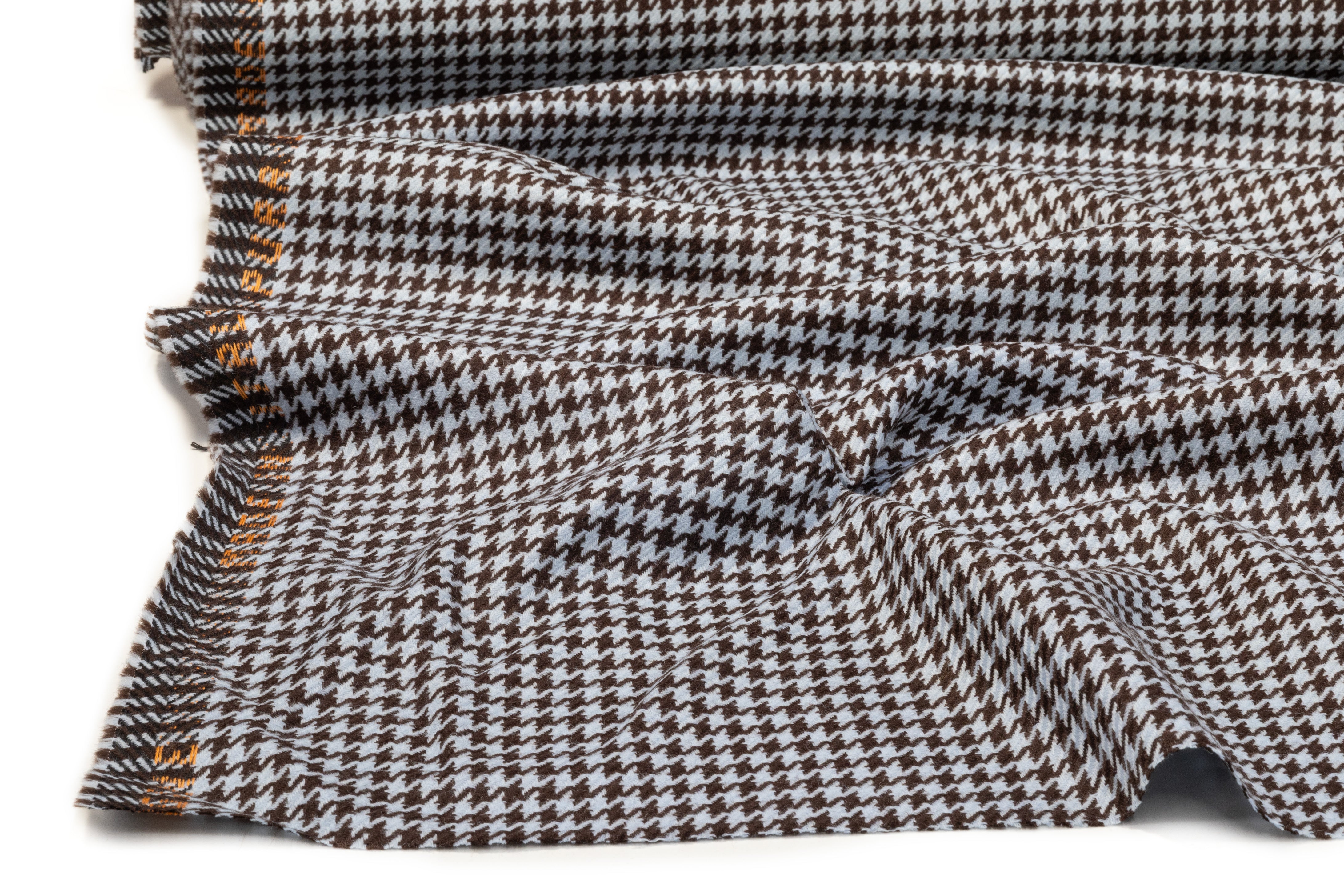 Houndstooth Italian Wool Suiting - Blue / Brown