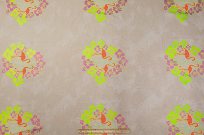 Floral Flamingo Metallic Rayon Poly Brocade - Multicolor