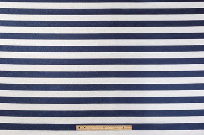 Metallic Striped Brocade - Blue / White