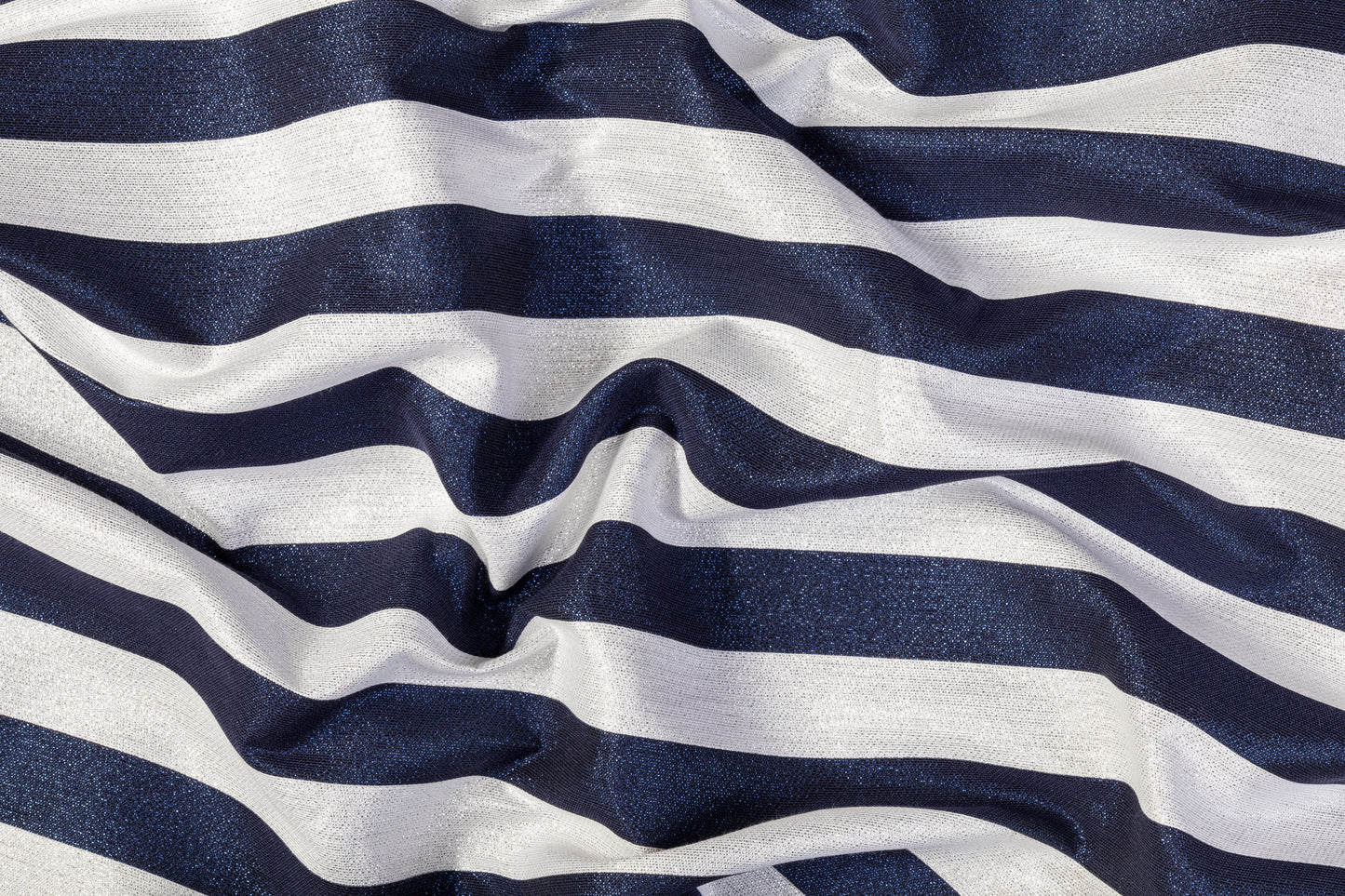 Metallic Striped Brocade - Blue / White