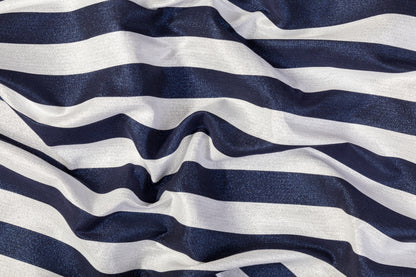 Metallic Striped Brocade - Blue / White