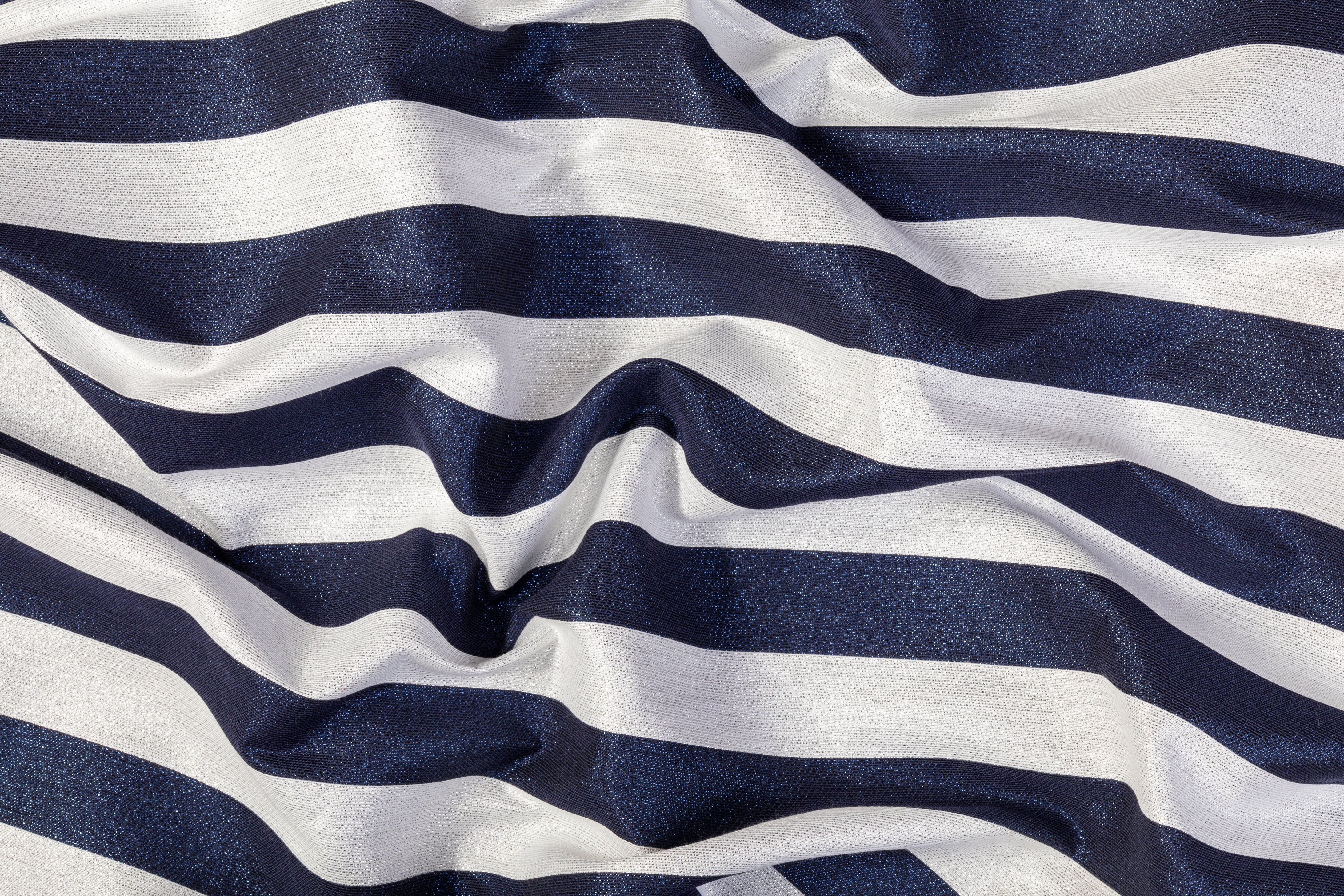 Metallic Striped Brocade - Blue / White