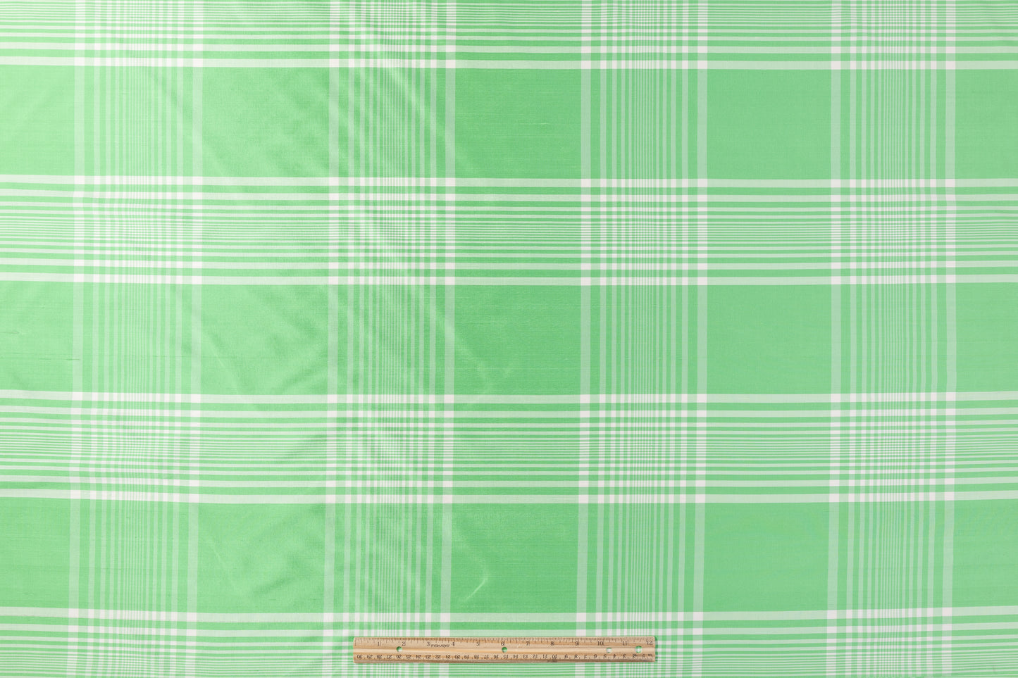 Checked Silk Shantung - Green / White