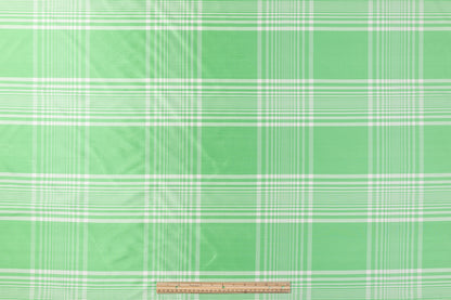 Checked Silk Shantung - Green / White