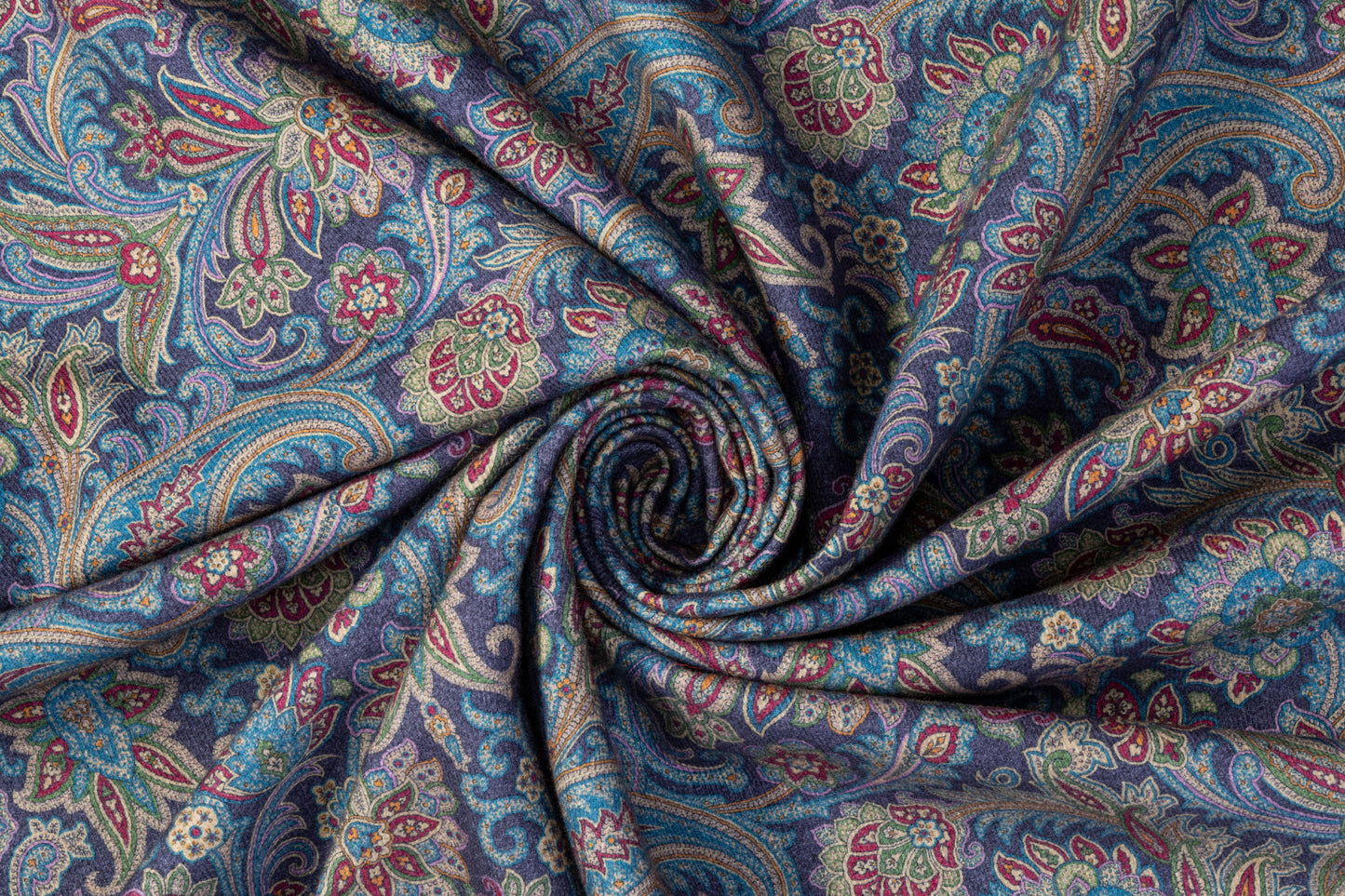 Etro - Paisley Printed Italian Silk/Wool/Cashmere Coating - Blue