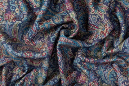 Etro - Paisley Printed Italian Silk/Wool/Cashmere Coating - Blue