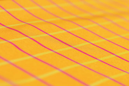 Checked Silk Taffeta - Orange / Yellow / Pink