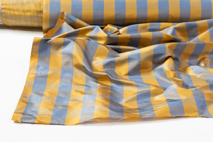 Checked Silk Shantung - Gold / Blue