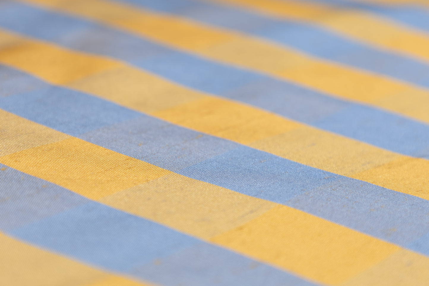 Checked Silk Shantung - Gold / Blue