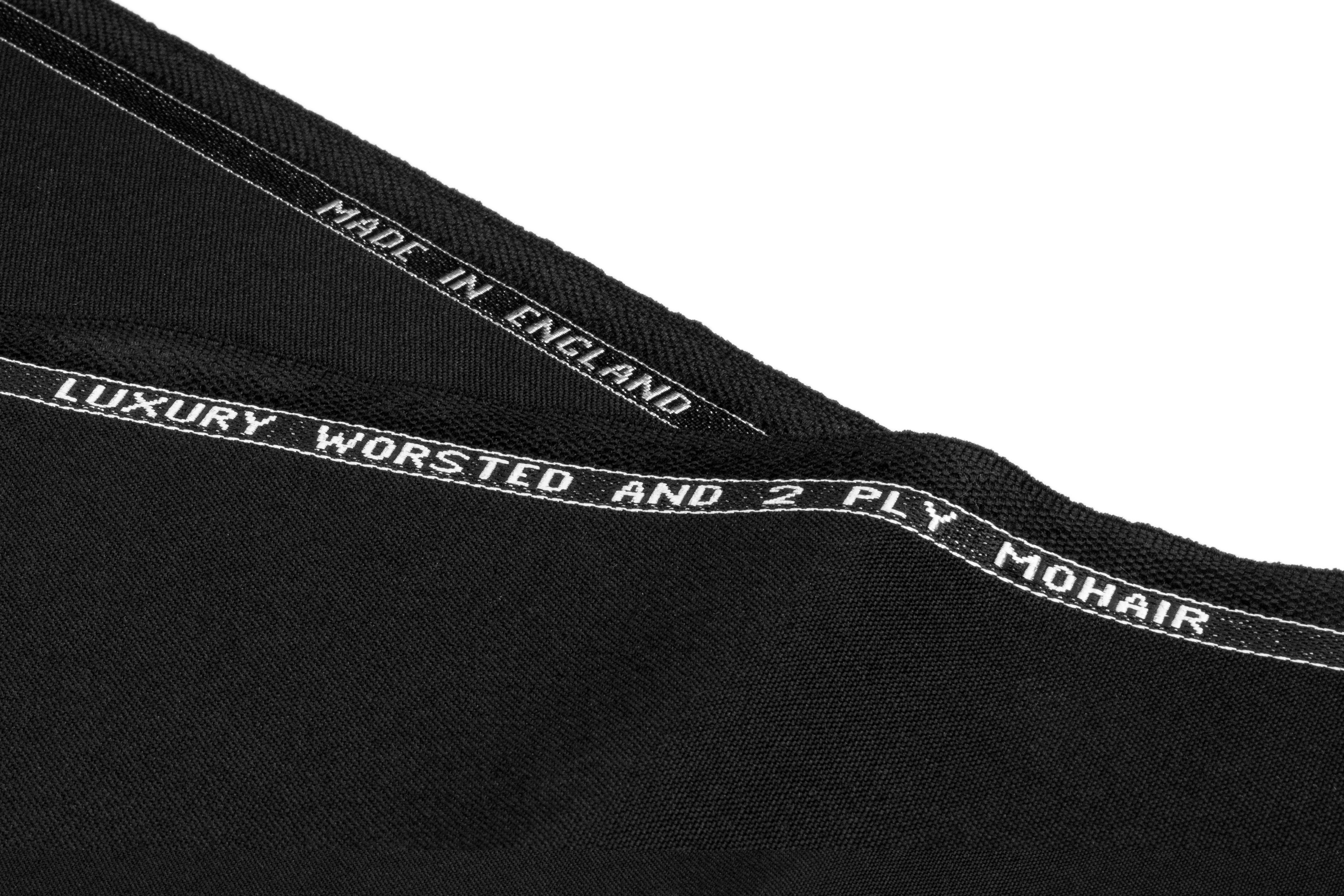 Luxury Worsted and 2 Ply Mohair Wool English Suiting - Black