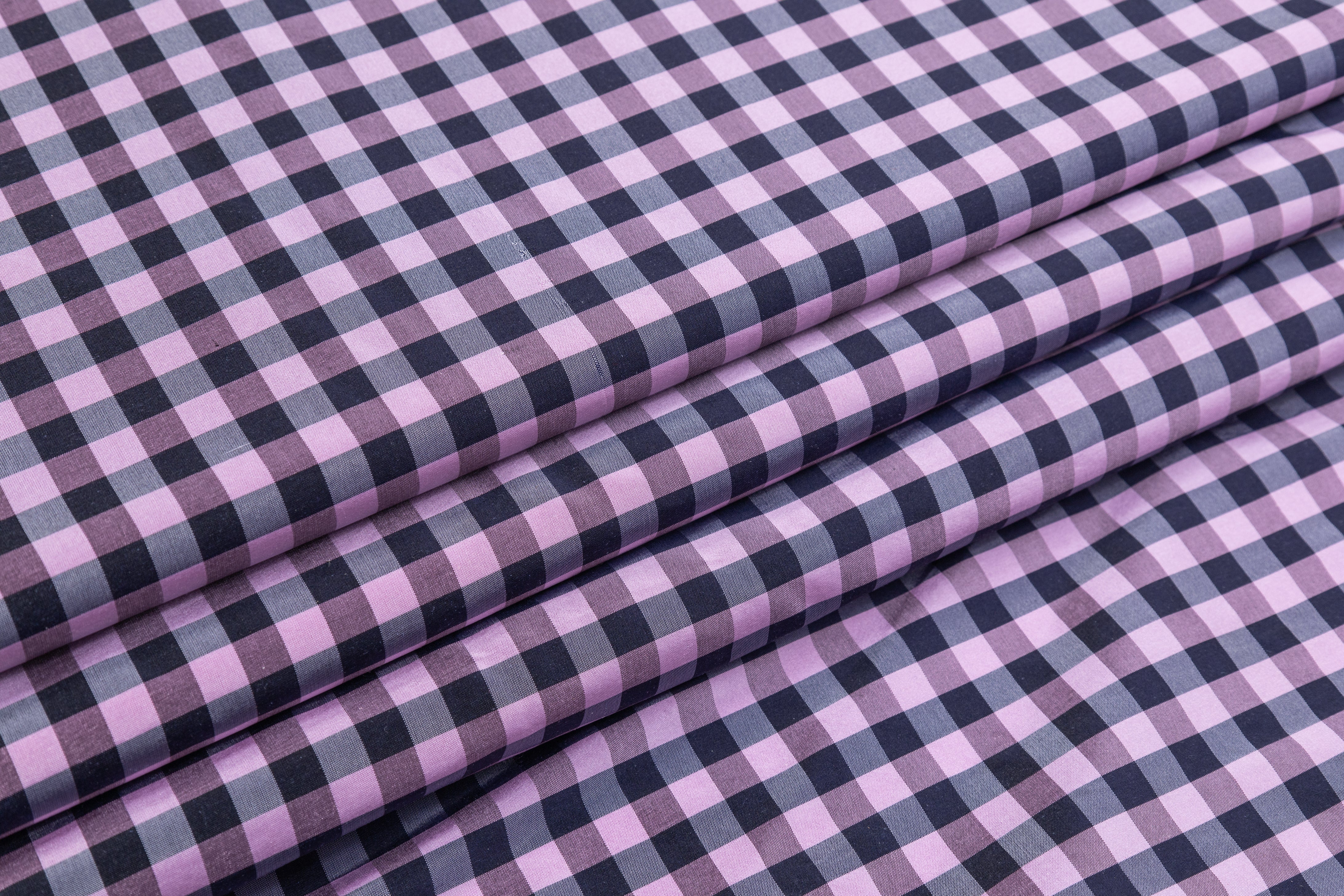 Checked Silk Taffeta - Lilac / Navy