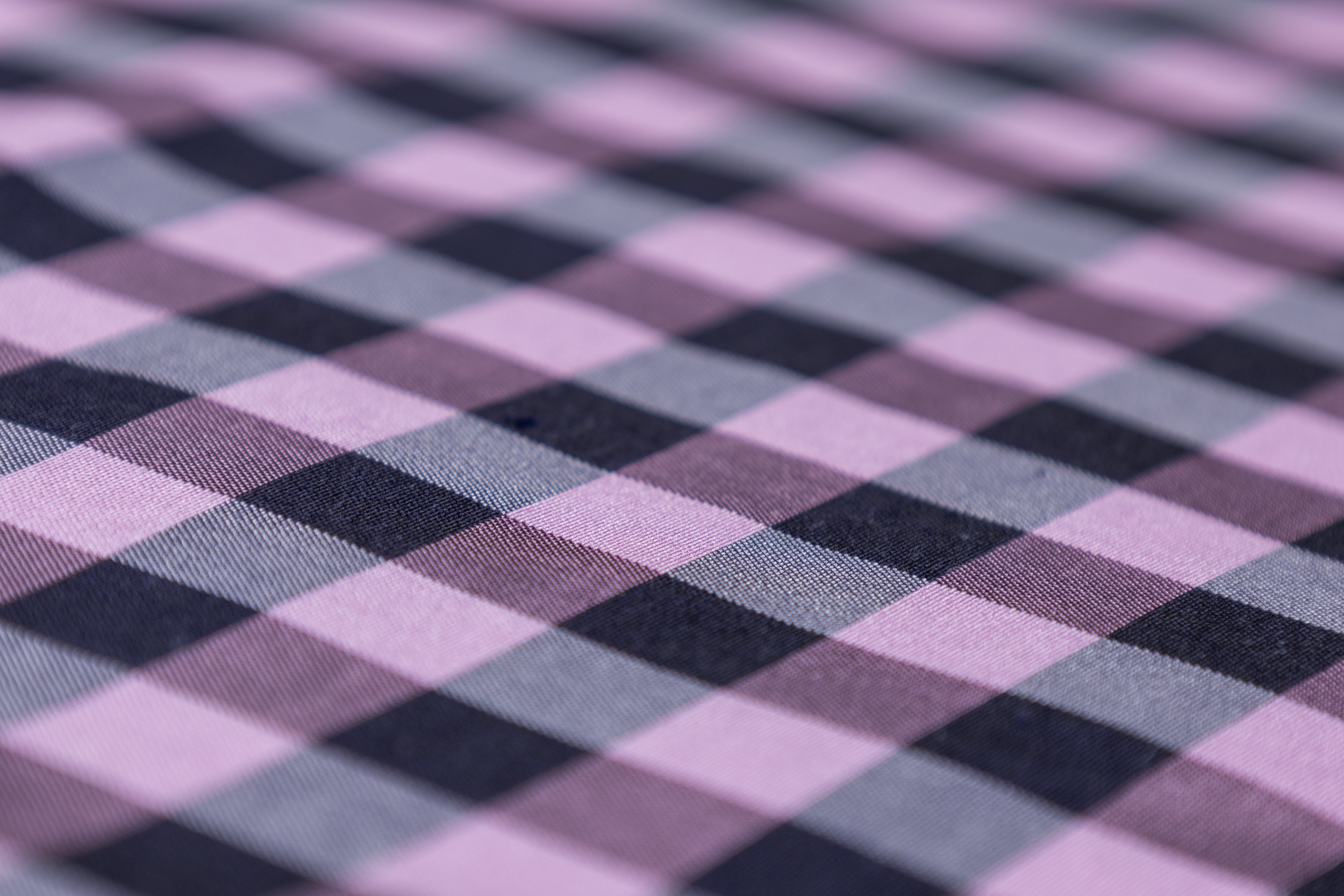 Checked Silk Taffeta - Lilac / Navy