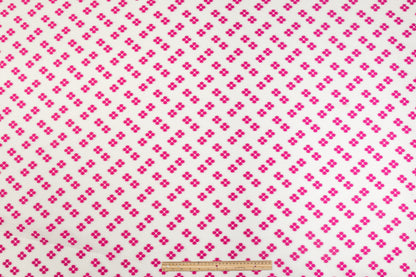 Embroidered Polyester Organza - White / Fuchsia