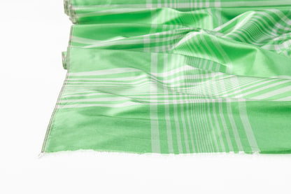 Checked Silk Shantung - Green / White