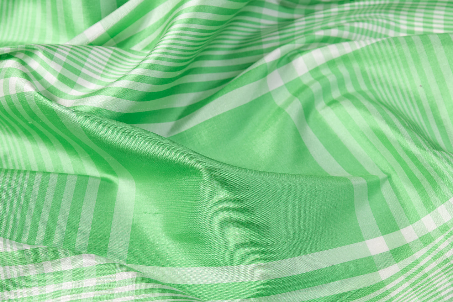 Checked Silk Shantung - Green / White