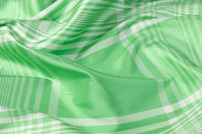 Checked Silk Shantung - Green / White