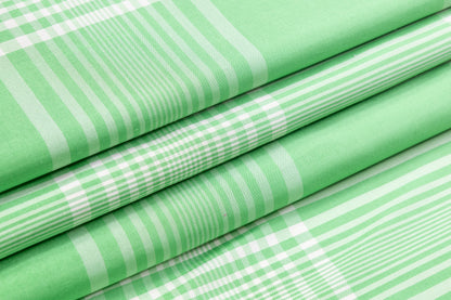 Checked Silk Shantung - Green / White