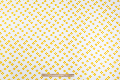 Embroidered Polyester Organza - White / Yellow