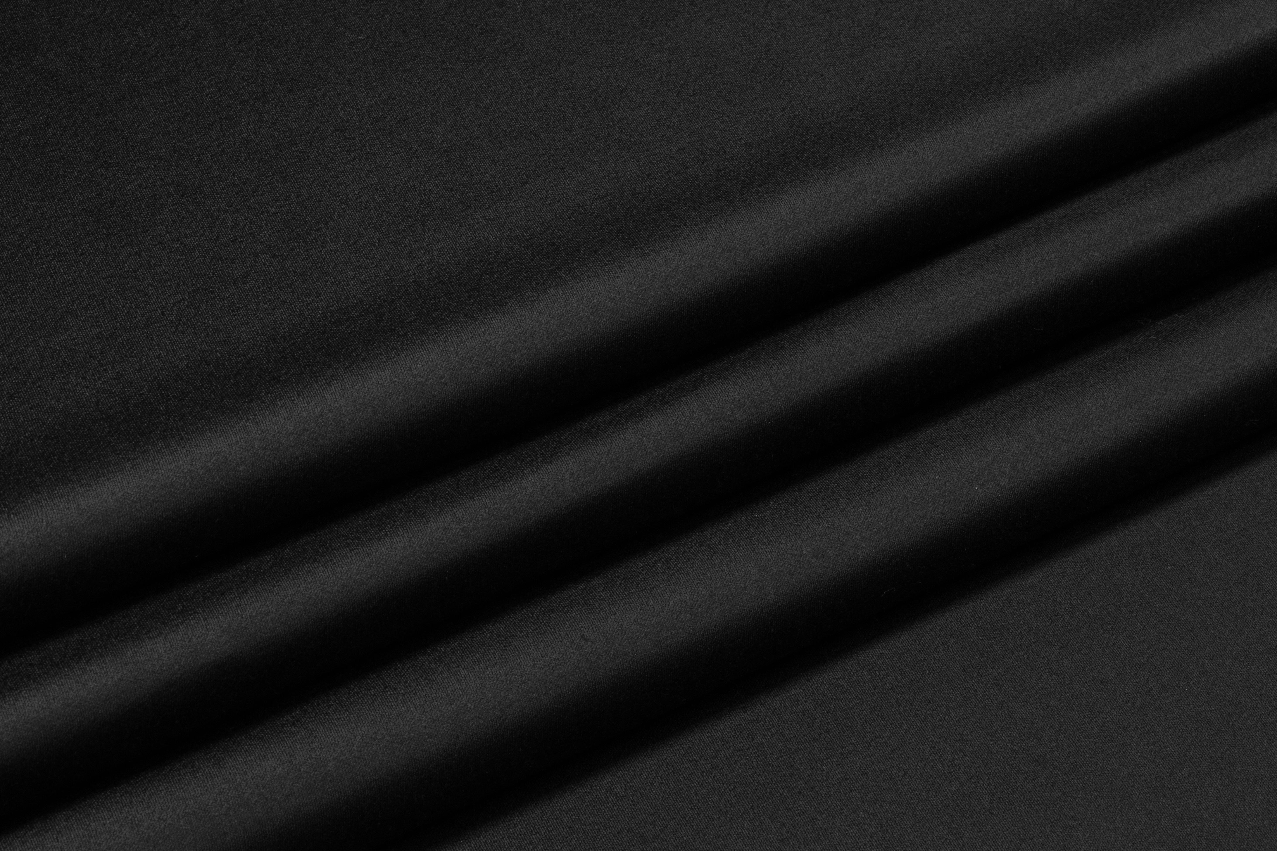 Super 120s Italian Satin Faille Wool Suiting - Black