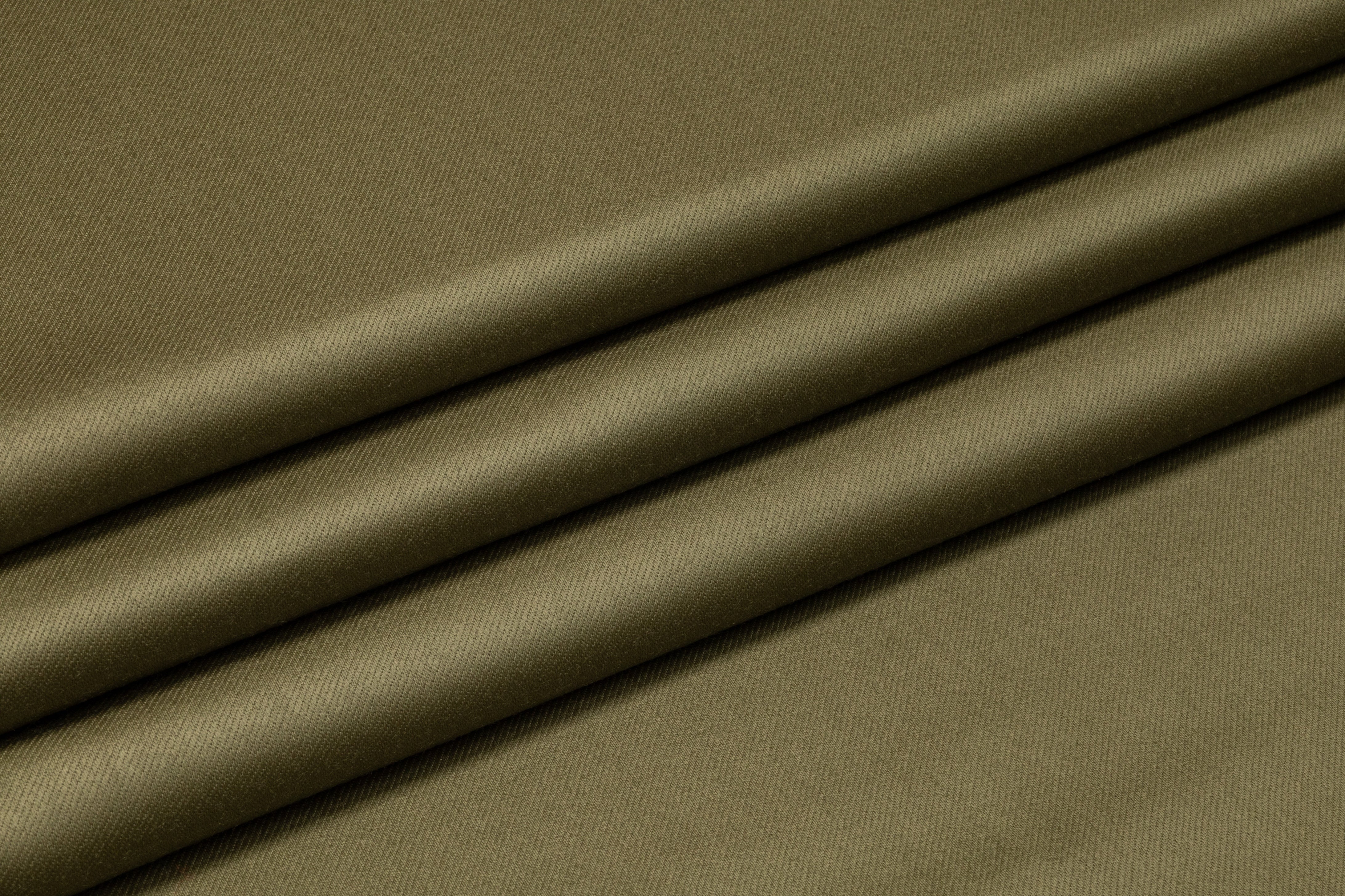 Italian Satin Faille Wool Suiting - Olive Green