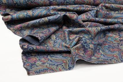 Etro - Paisley Printed Italian Silk/Wool/Cashmere Coating - Blue