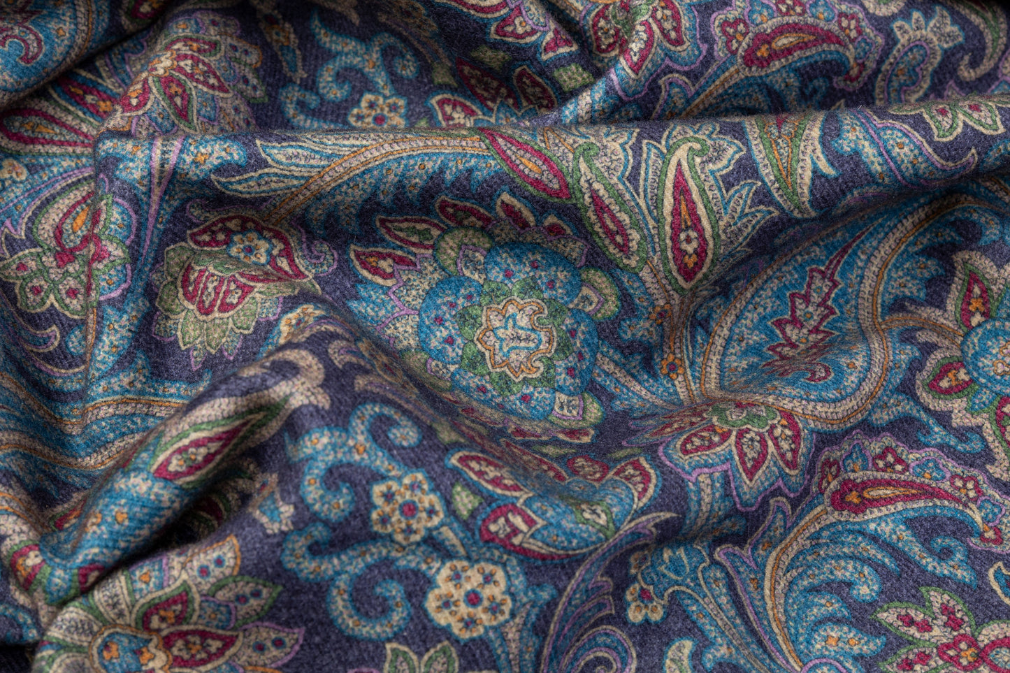 Etro - Paisley Printed Italian Silk/Wool/Cashmere Coating - Blue