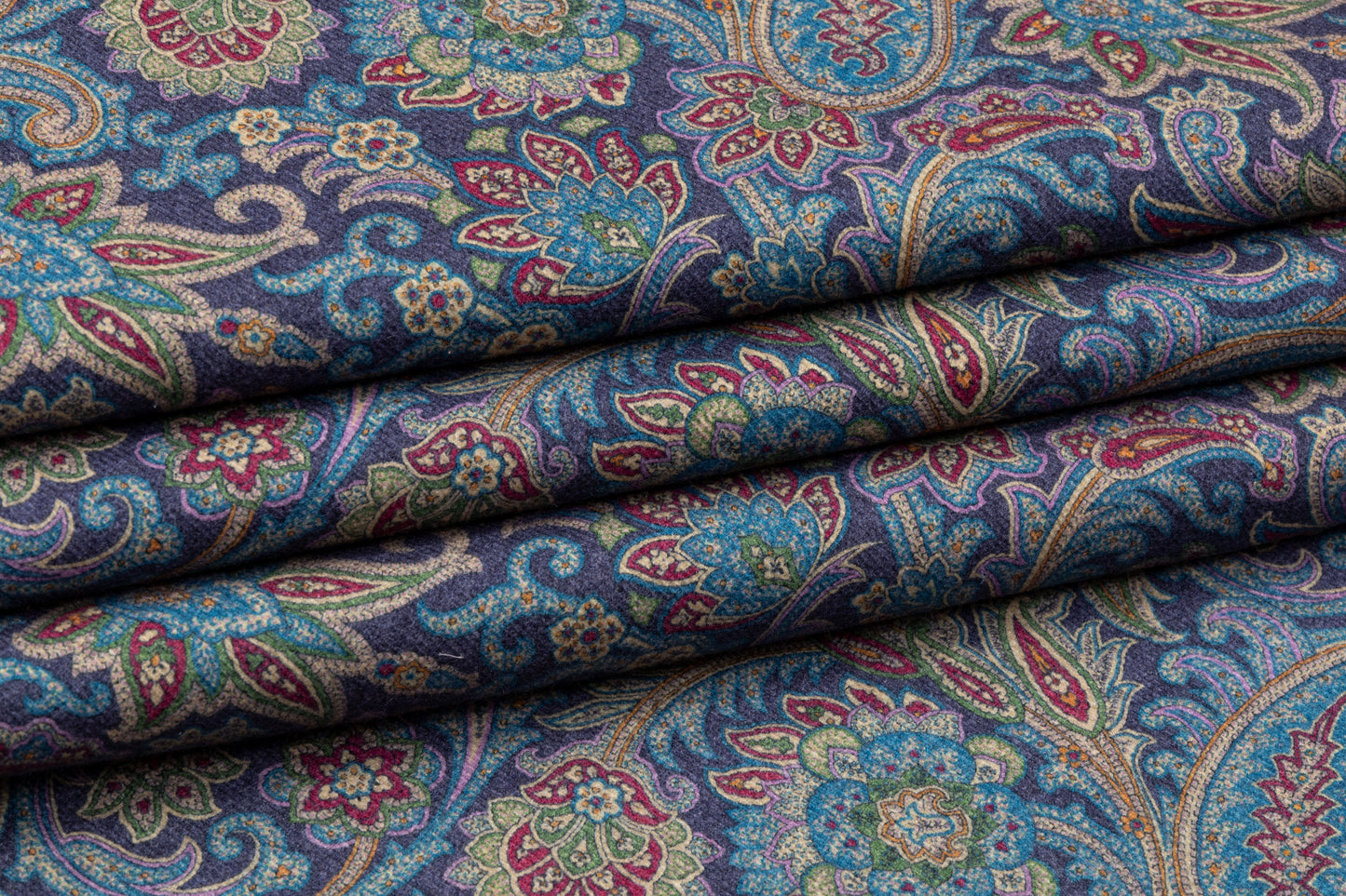Etro - Paisley Printed Italian Silk Wool Cashmere Coating - Blue