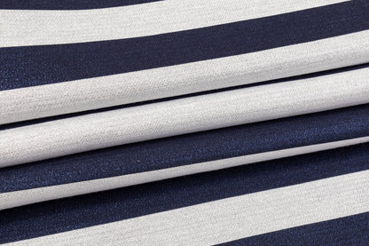Metallic Striped Brocade - Blue / White