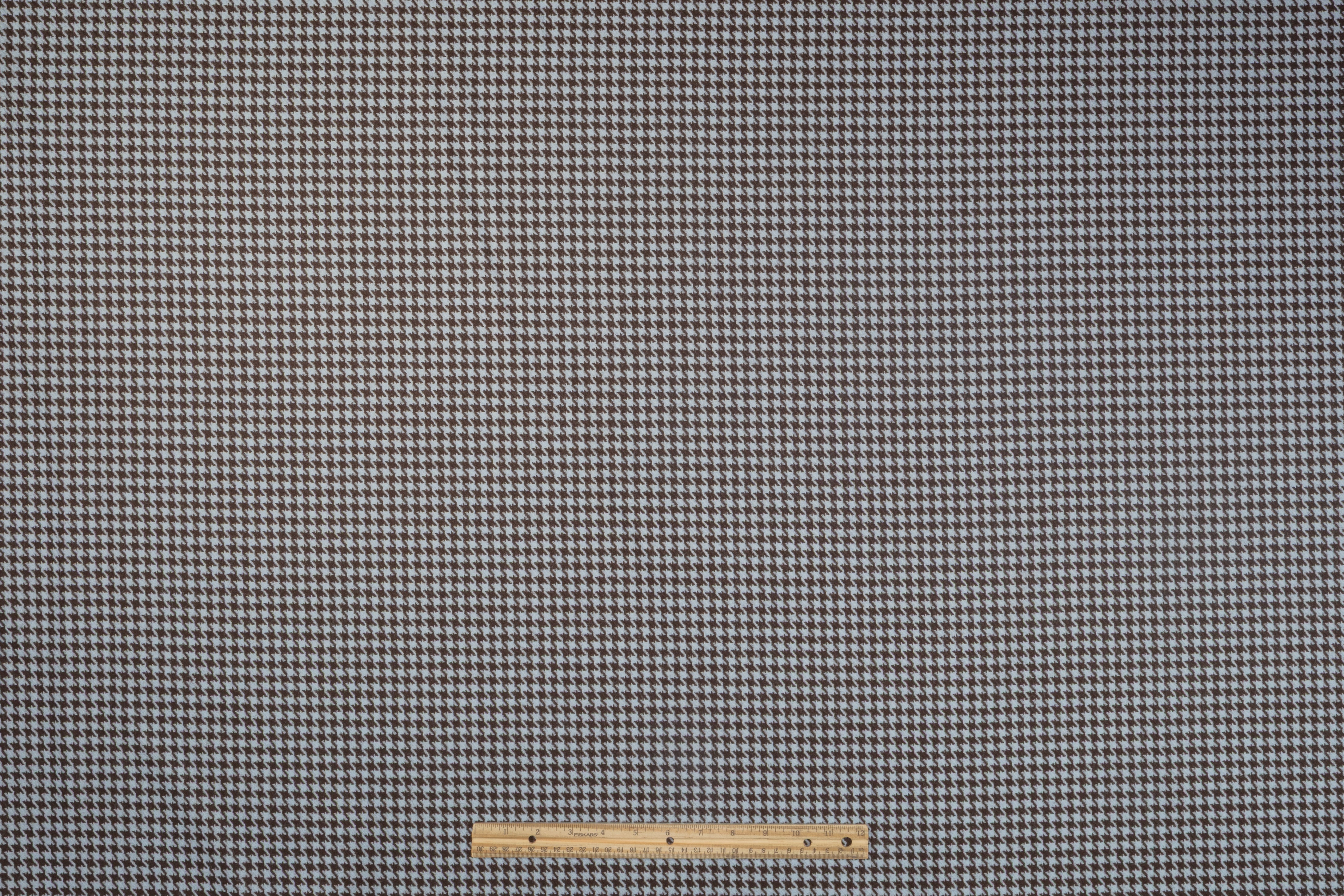 Houndstooth Italian Wool Suiting - Blue / Brown