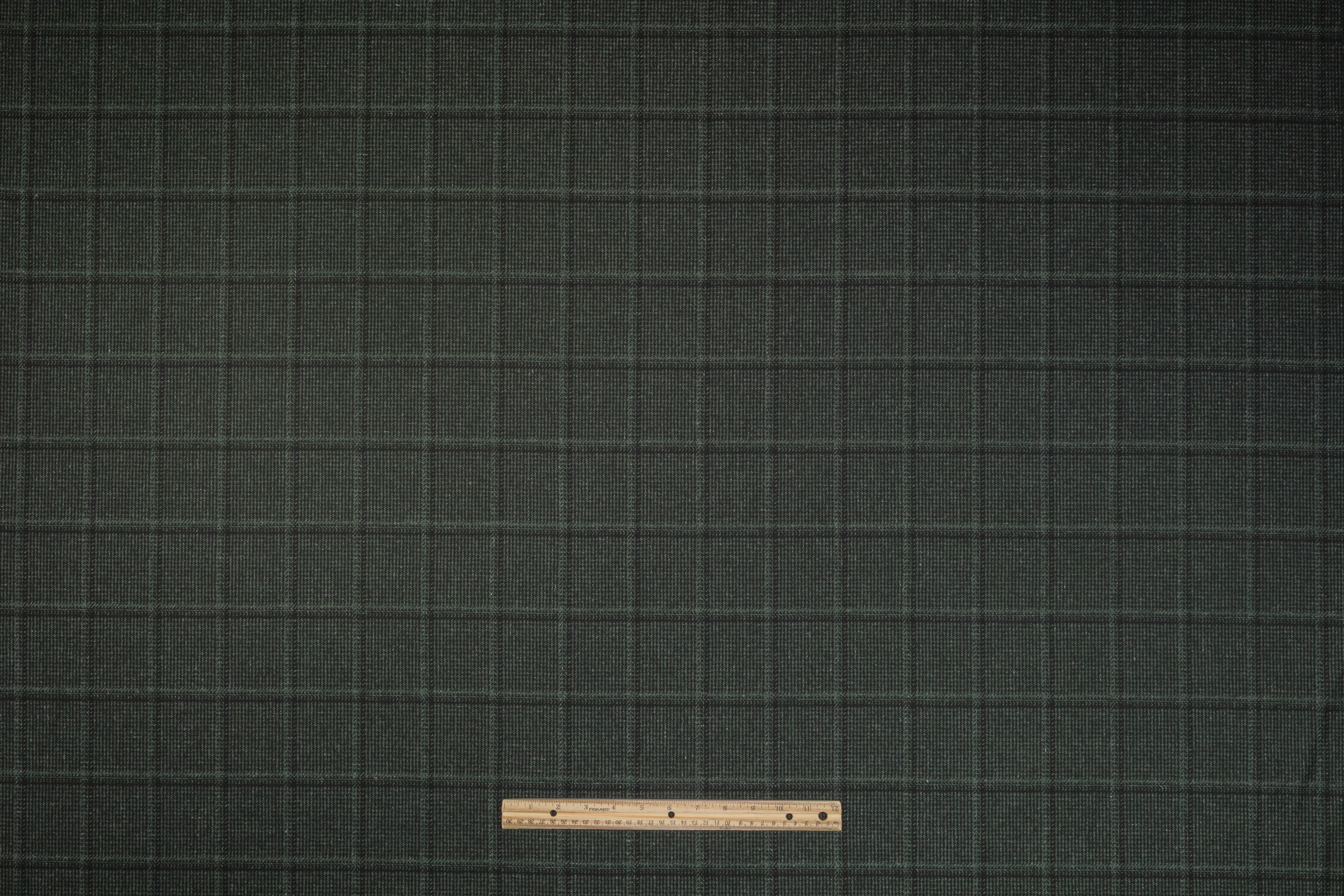 Checked Italian Wool Flannel Suiting - Green