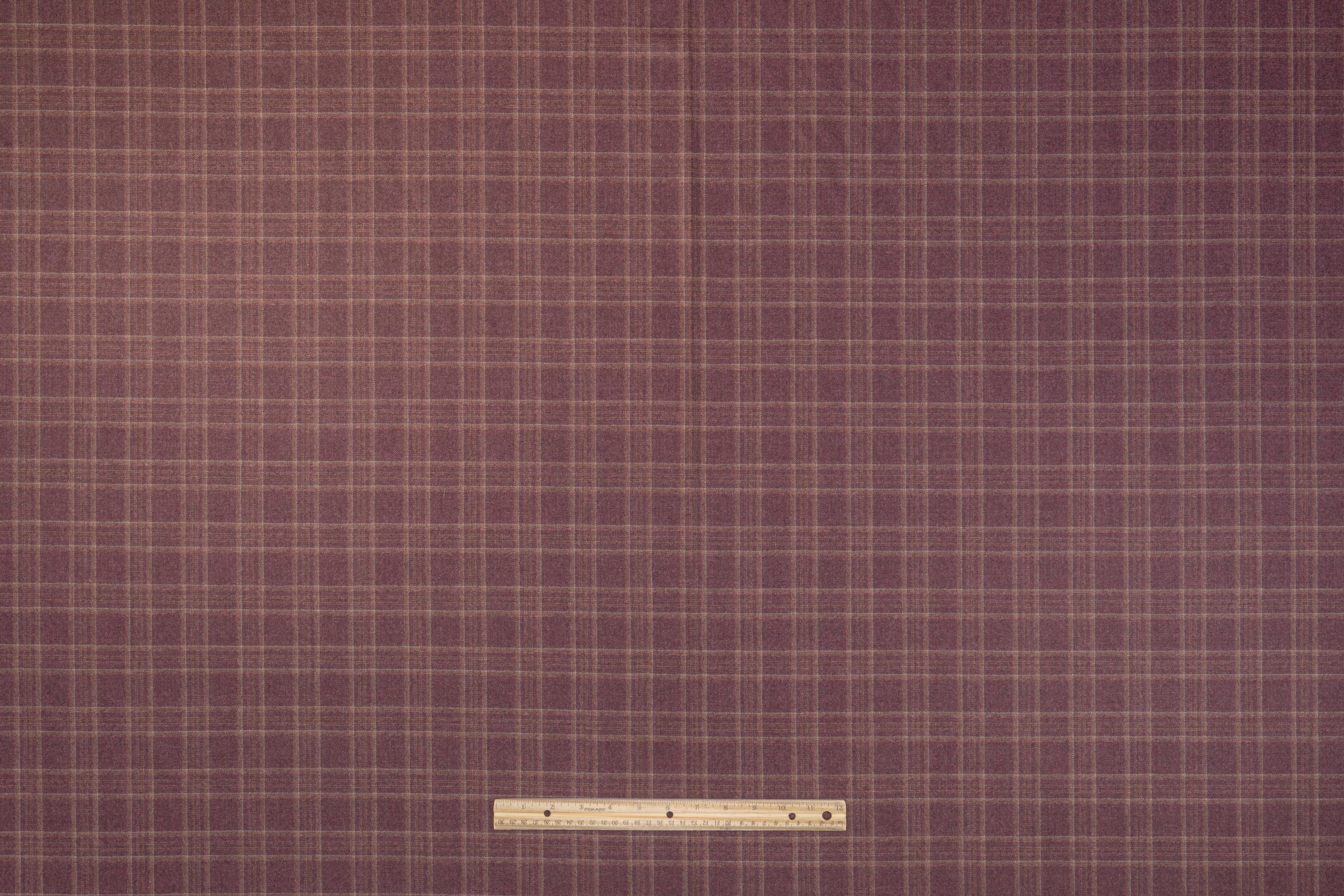 Checked Italian Wool Flannel Suiting - Rosewood