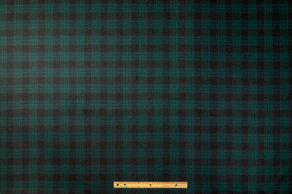 Plaid Italian Wool Suiting - Green / Charcoal
